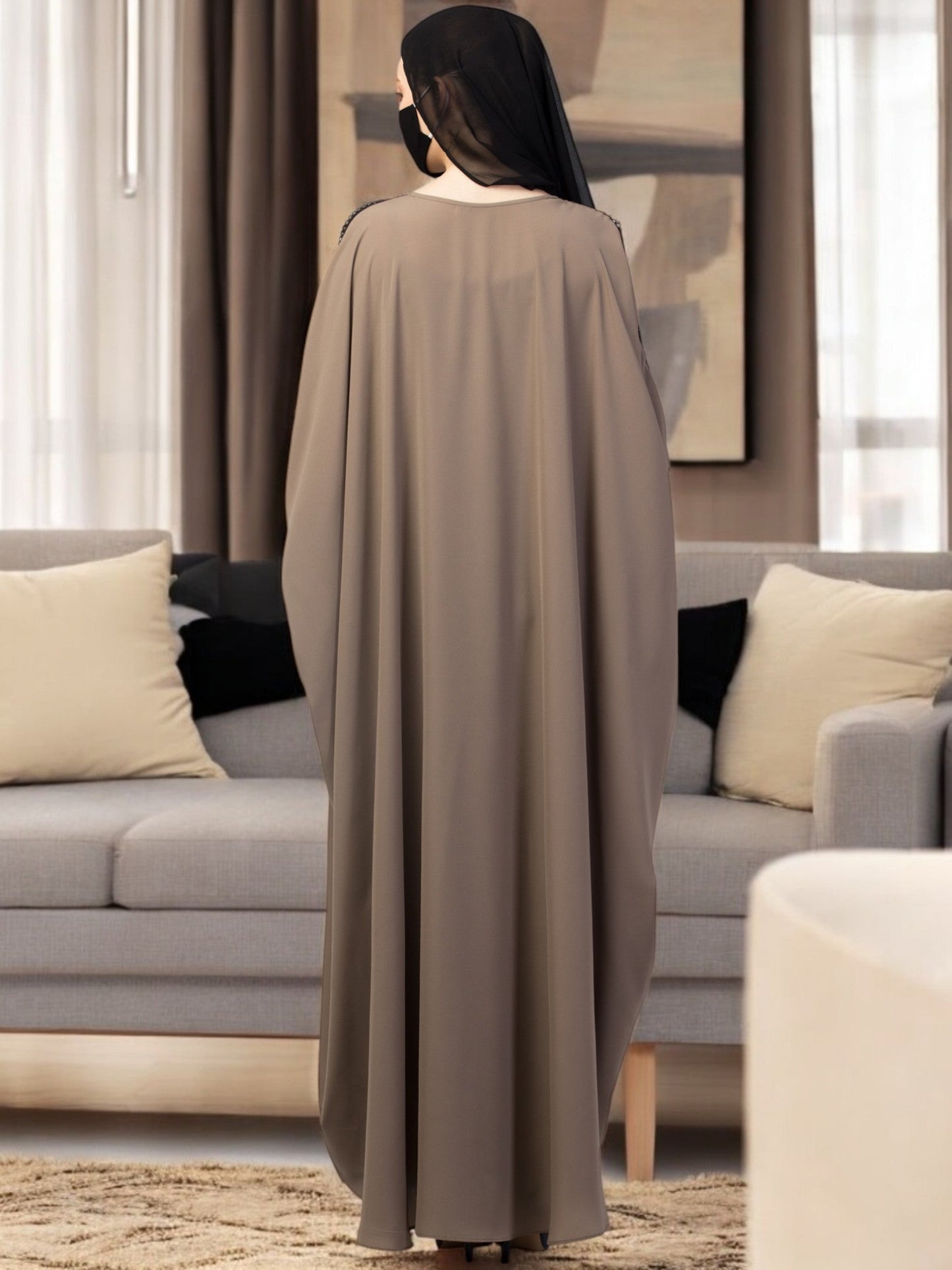Free Size Kaftan Abaya With Lacework.