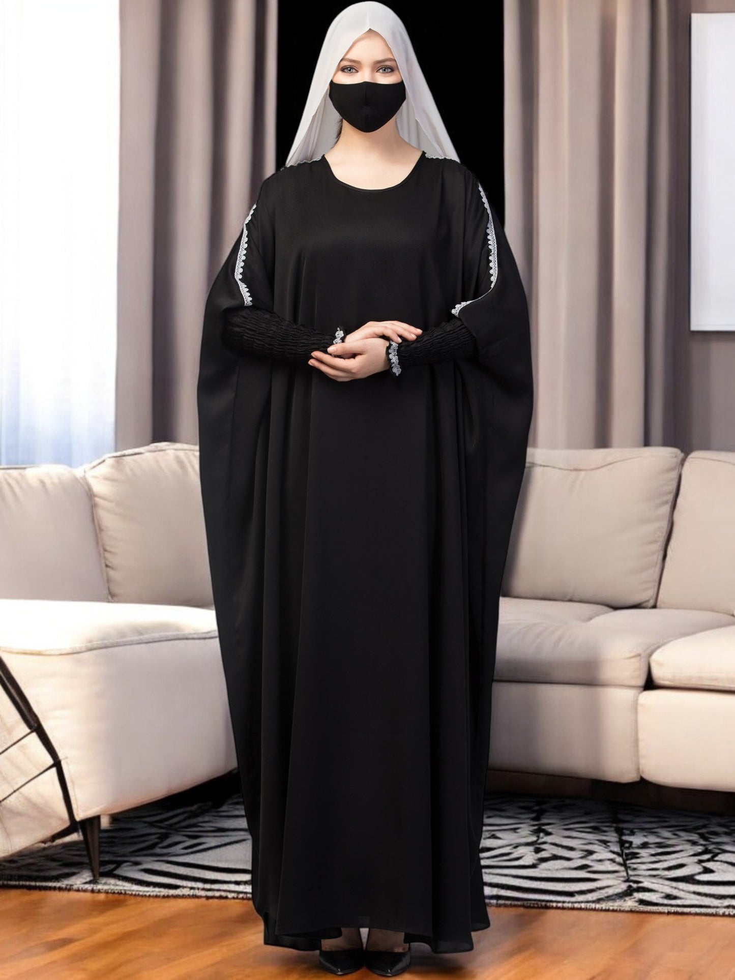 Free Size Kaftan Abaya With Lacework.