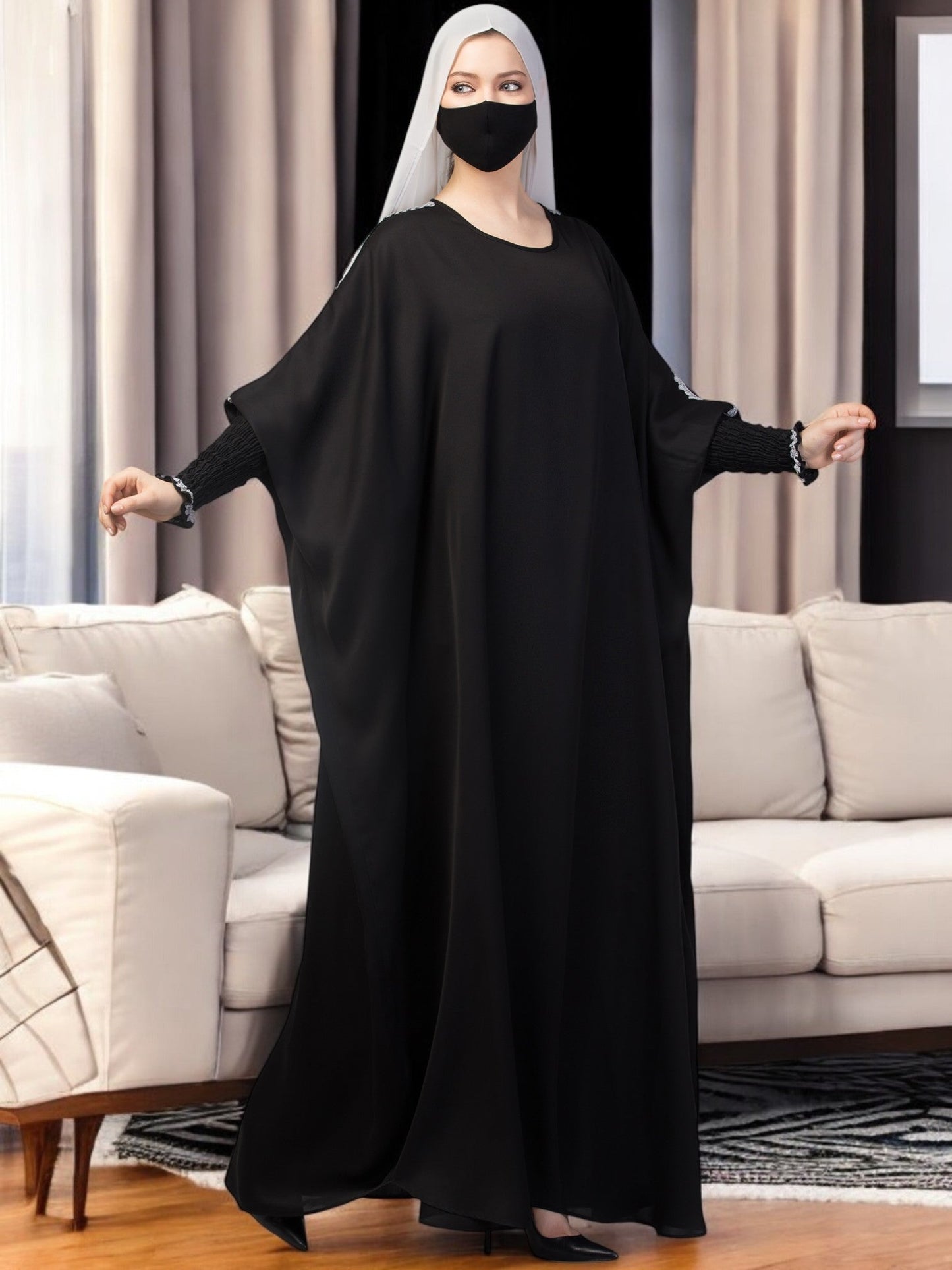 Free Size Kaftan Abaya With Lacework.