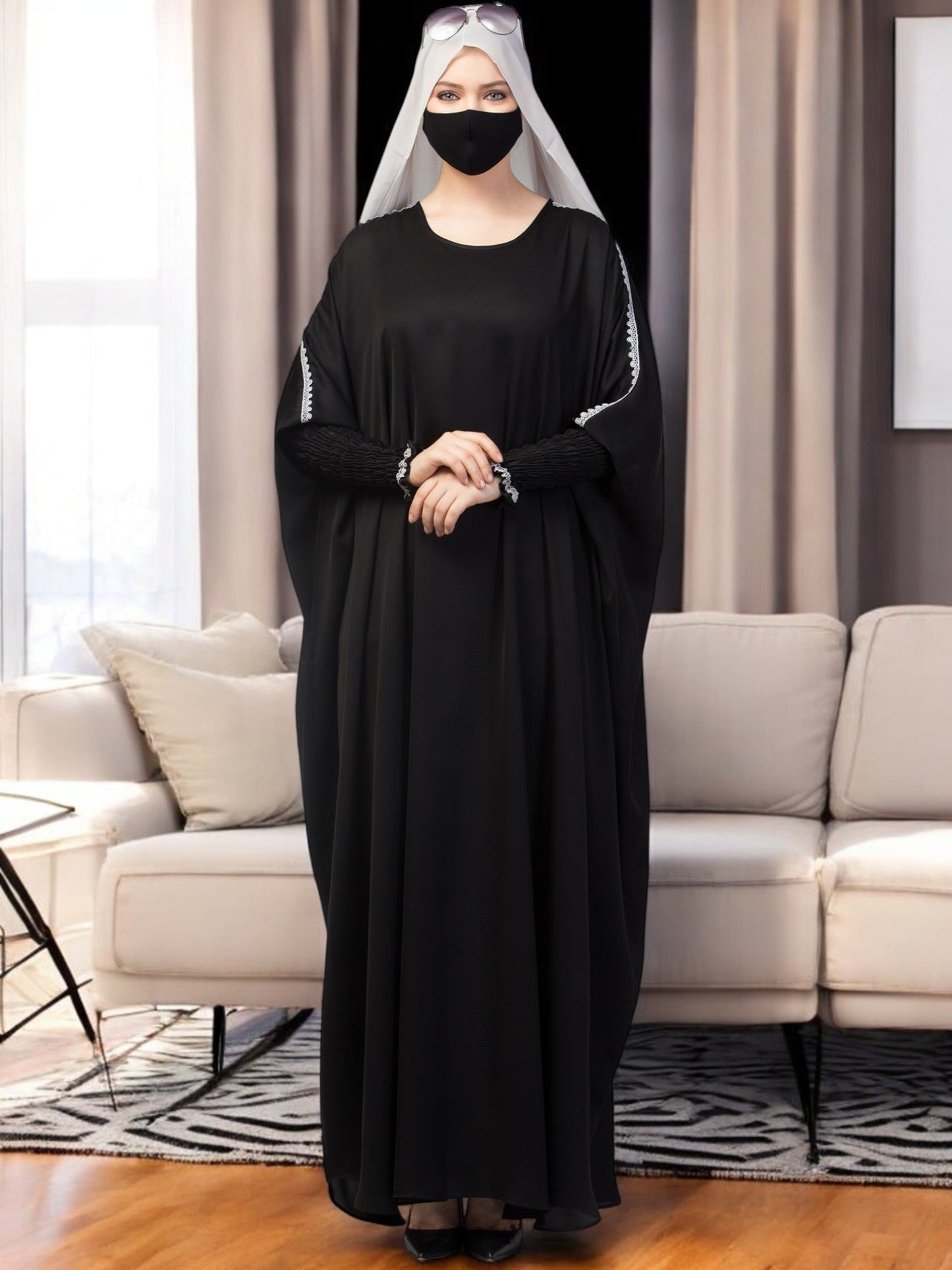 Free Size Kaftan Abaya With Lacework.