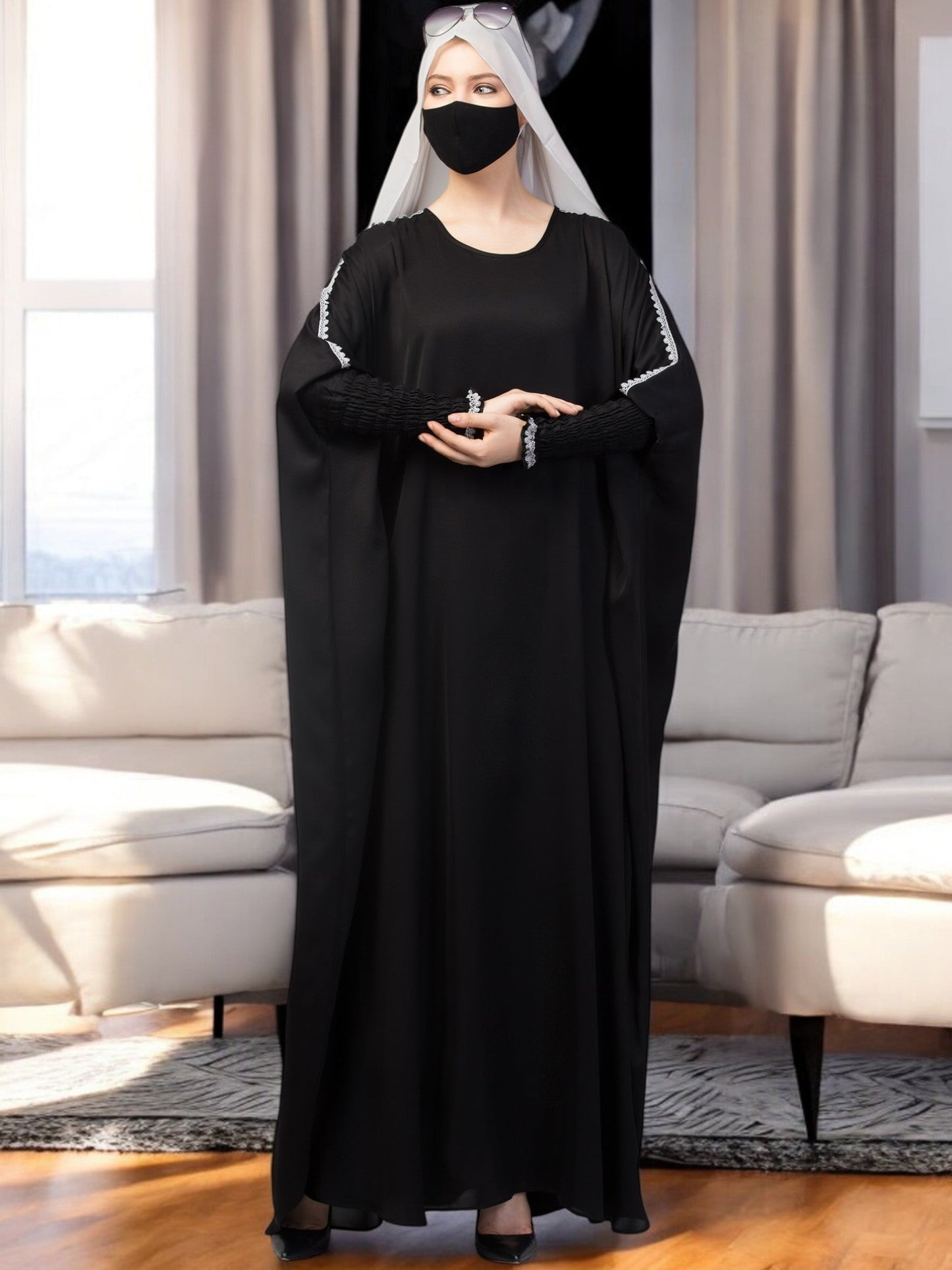 Free Size Kaftan Abaya With Lacework.