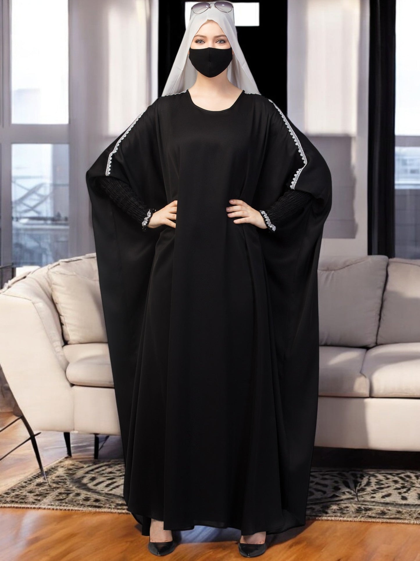 Free Size Kaftan Abaya With Lacework.