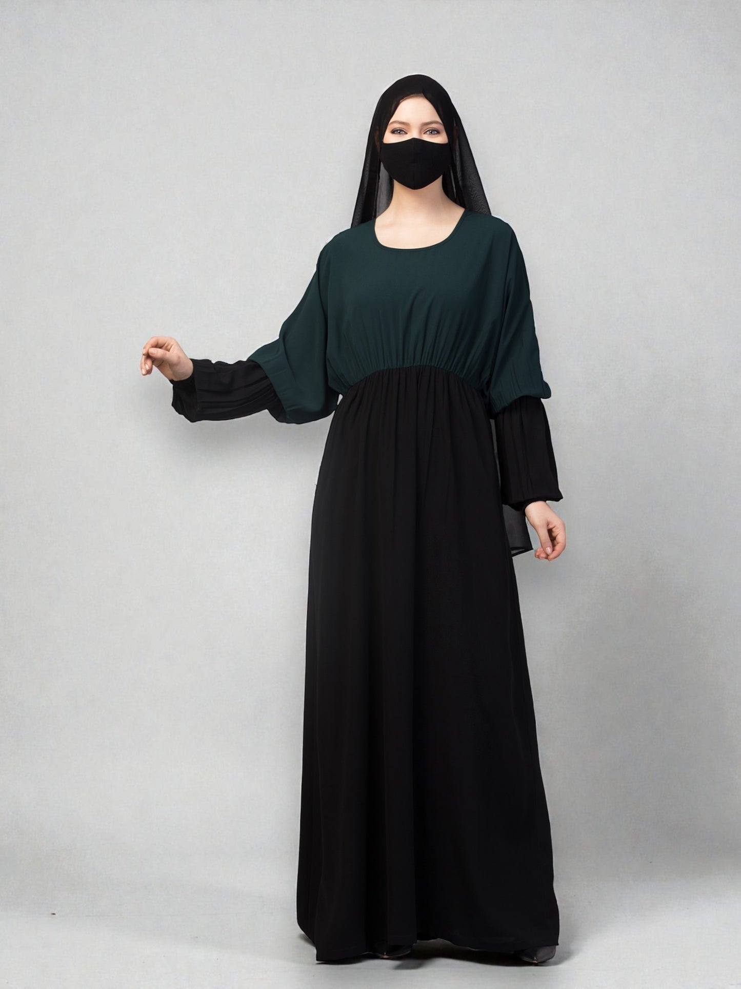 Dual Color Abaya With Designer Sleeves.