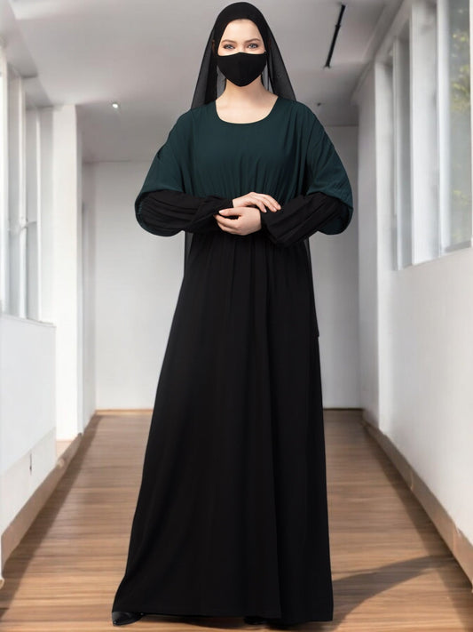 Dual Color Abaya With Designer Sleeves.