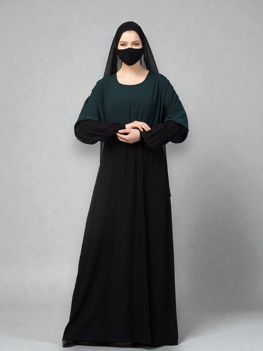 Dual Color Abaya With Designer Sleeves.
