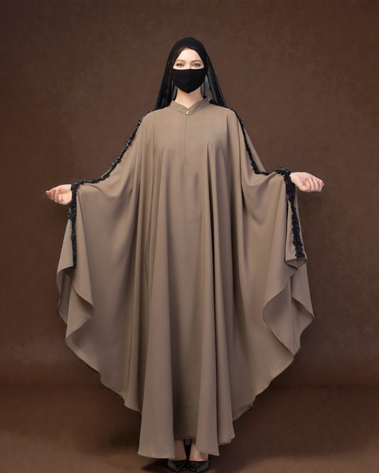 Plain Color Irani Kaftan With Ruffles.