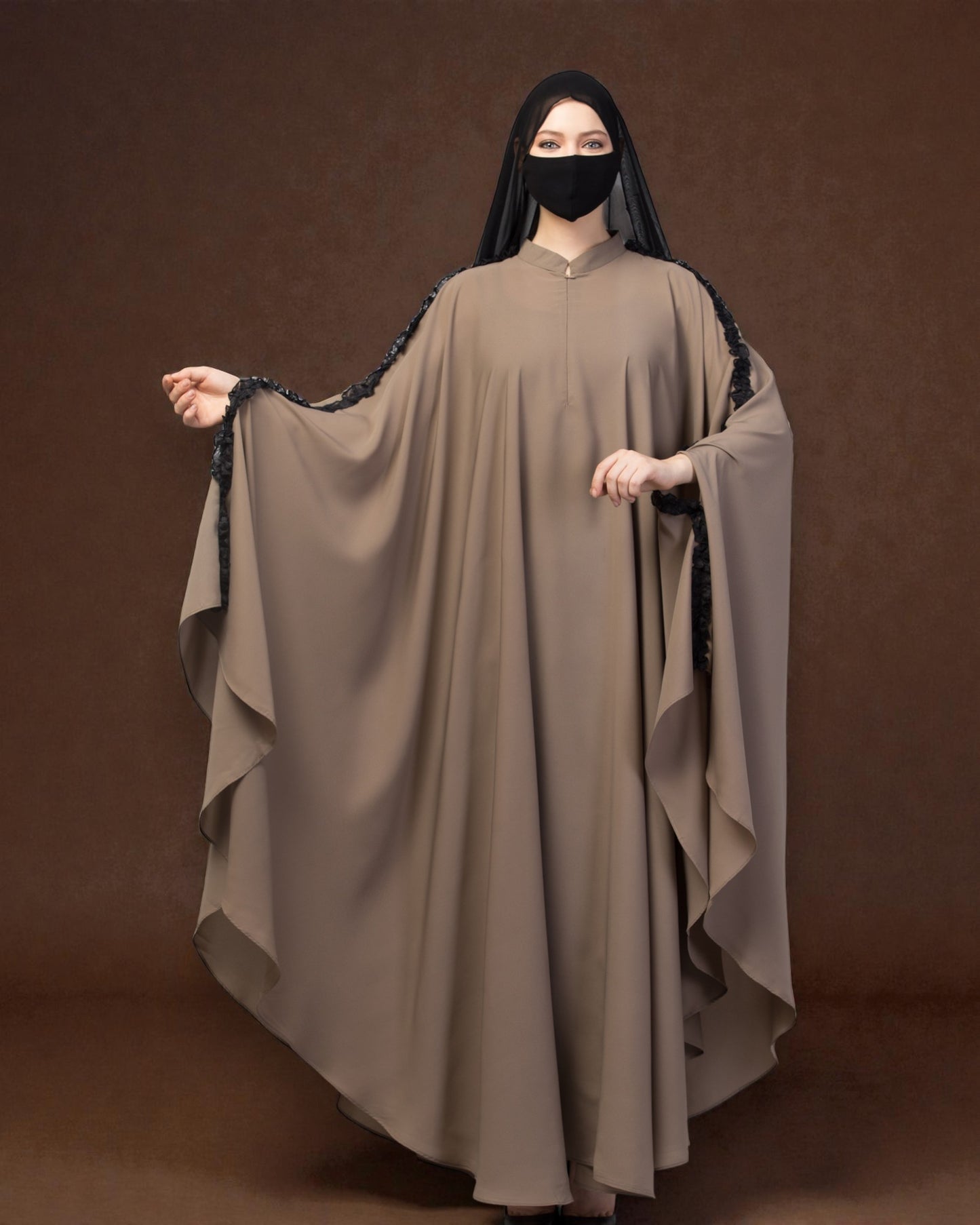 Plain Color Irani Kaftan With Ruffles.