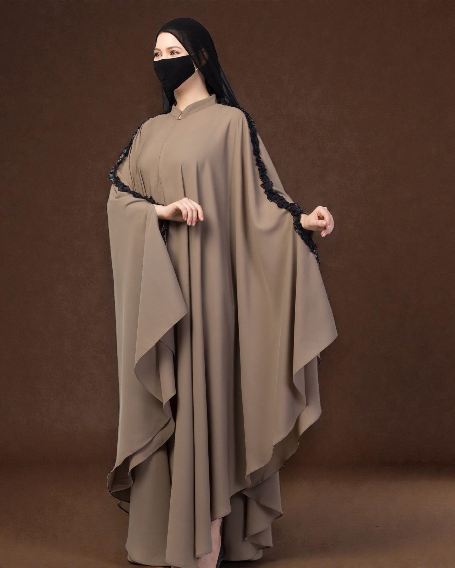 Plain Color Irani Kaftan With Ruffles.