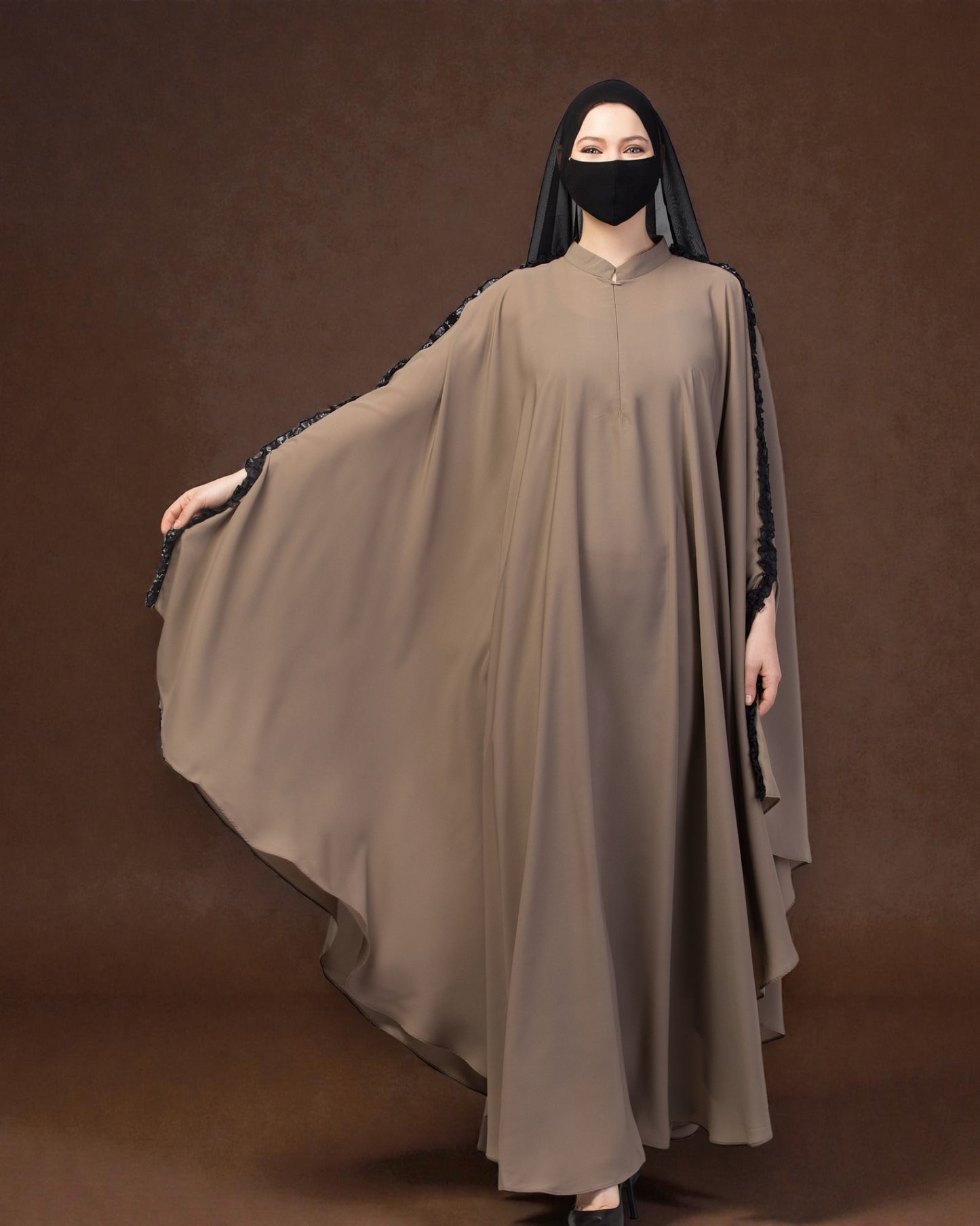 Plain Color Irani Kaftan With Ruffles.