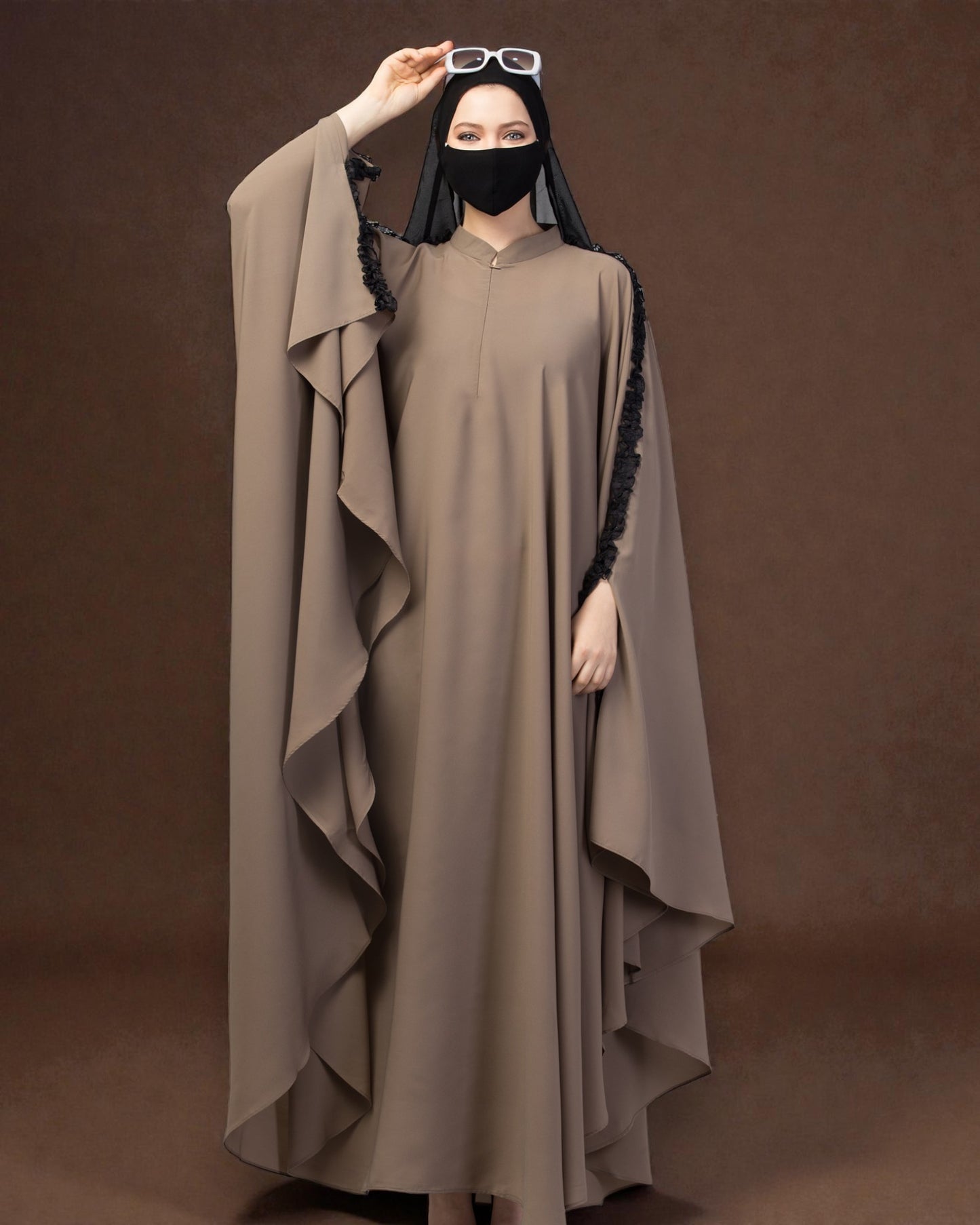 Plain Color Irani Kaftan With Ruffles.