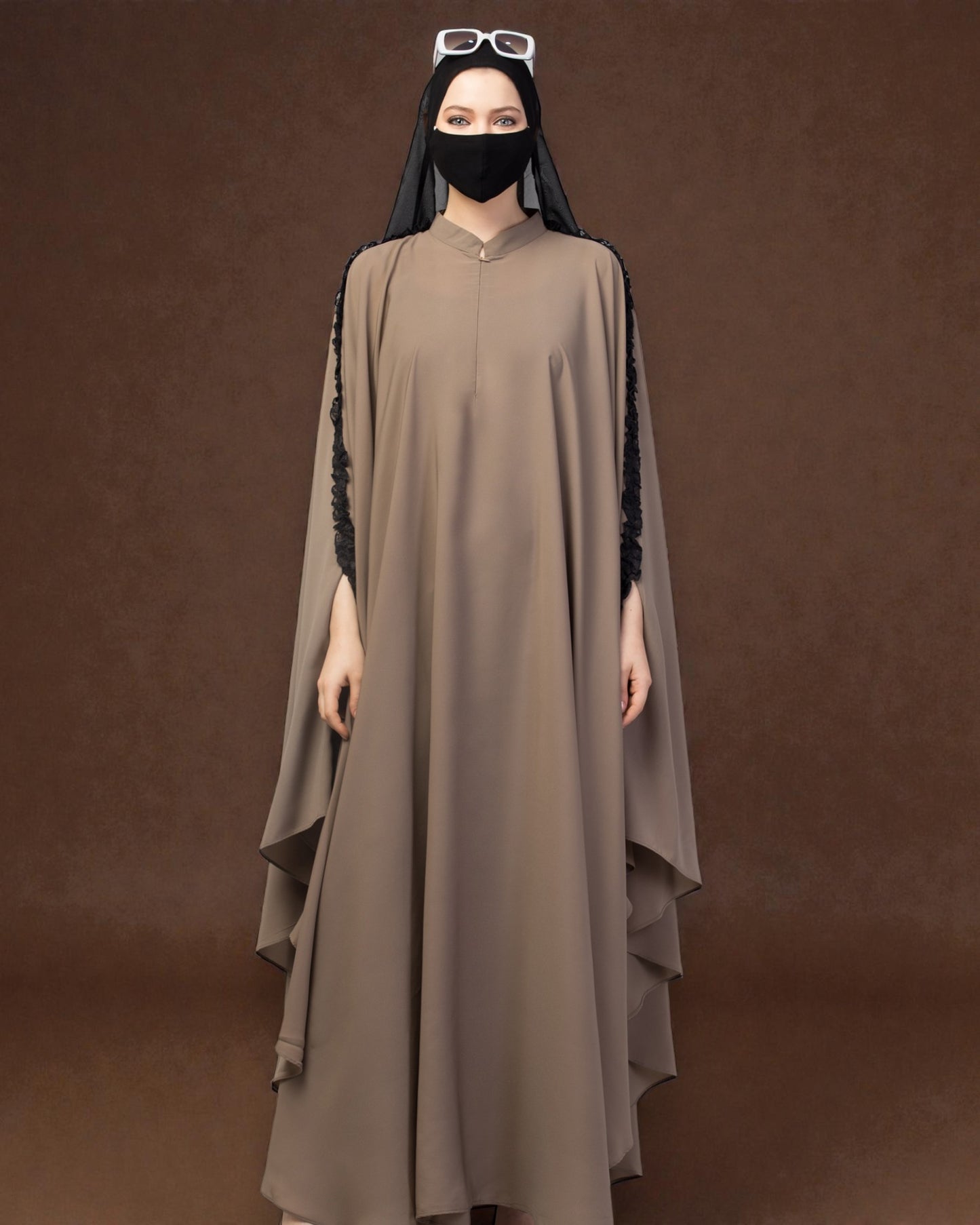 Plain Color Irani Kaftan With Ruffles.