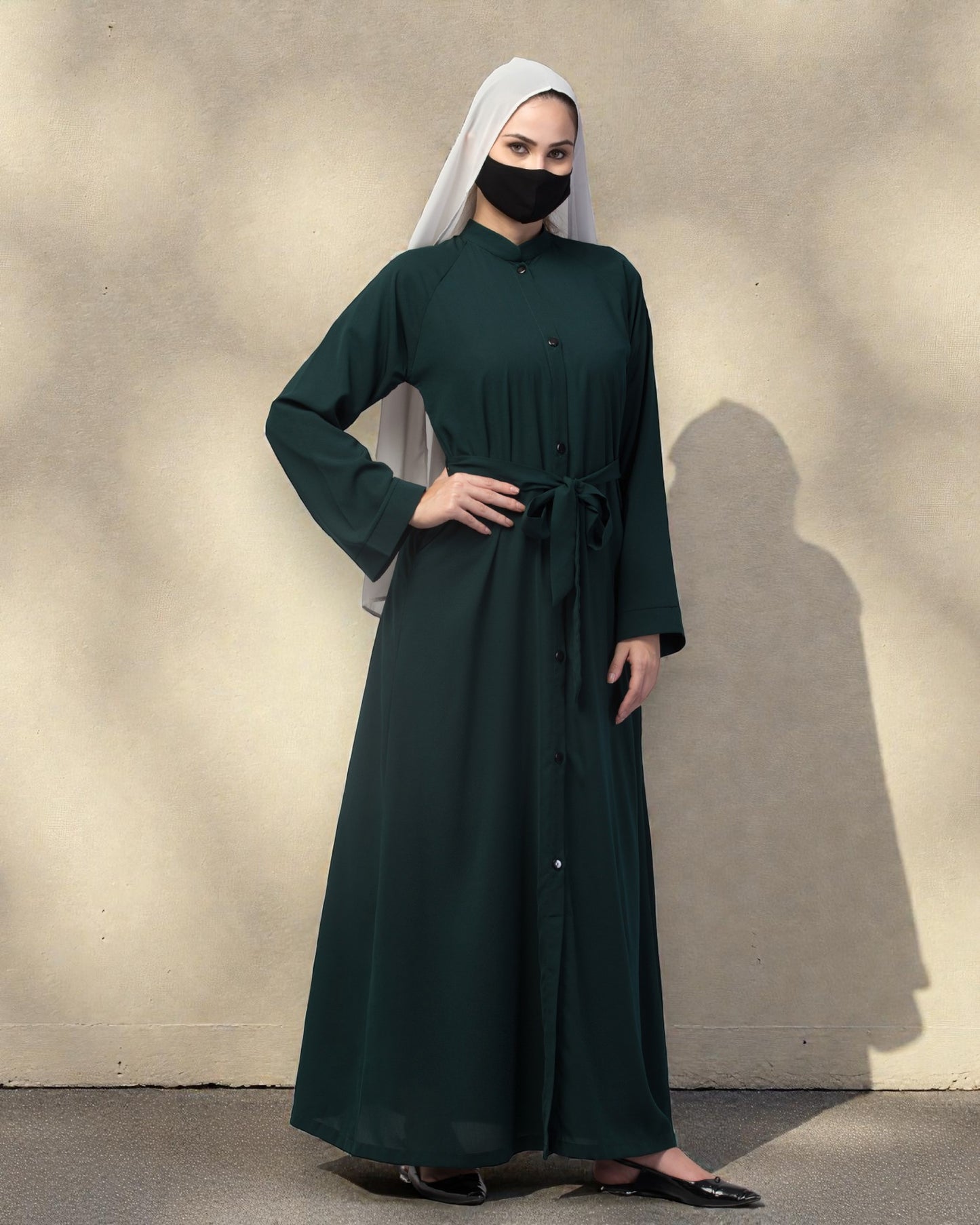 Front Open Abaya In Firdaus fabric With Pockets & Belt