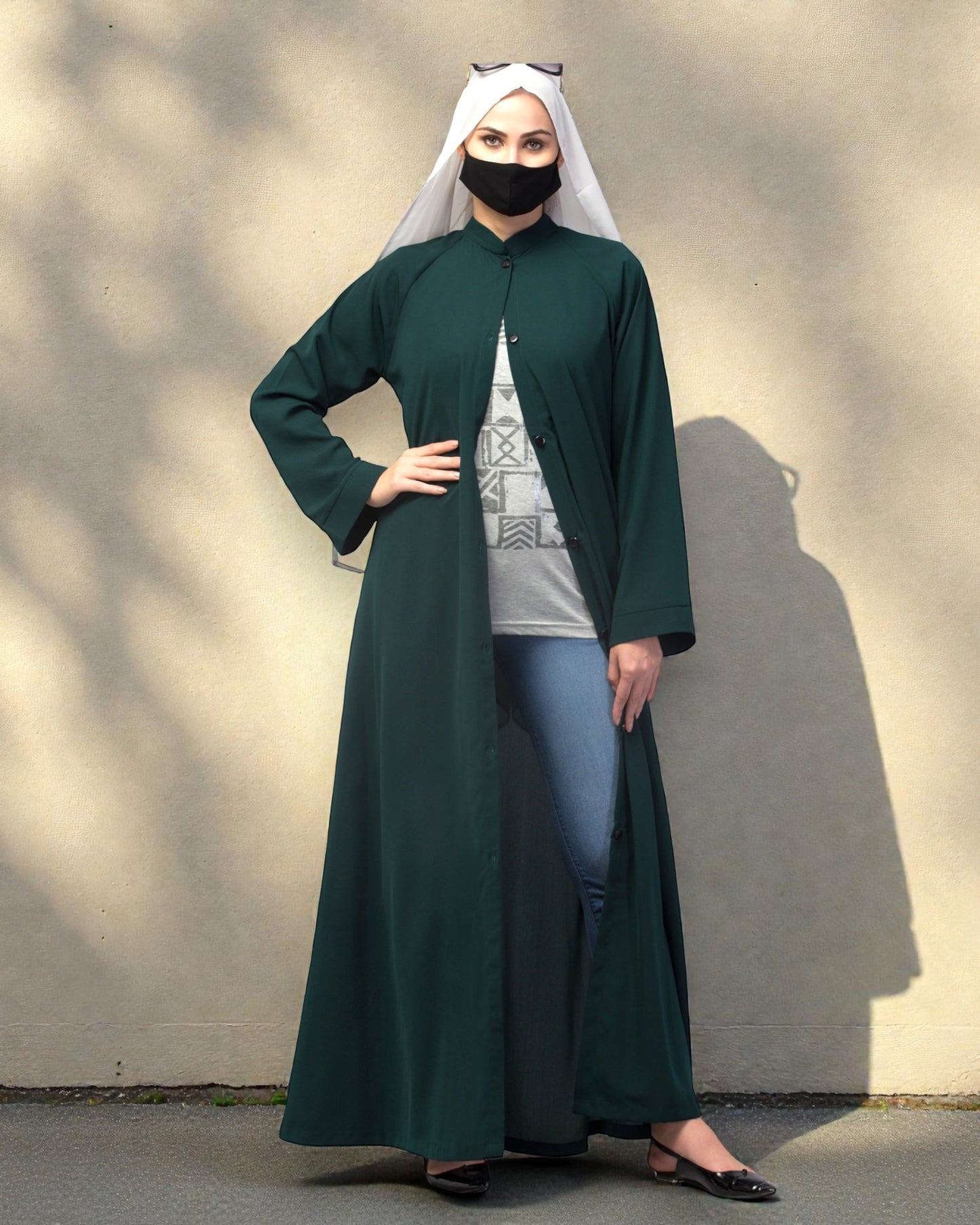 Front Open Abaya In Firdaus fabric With Pockets & Belt