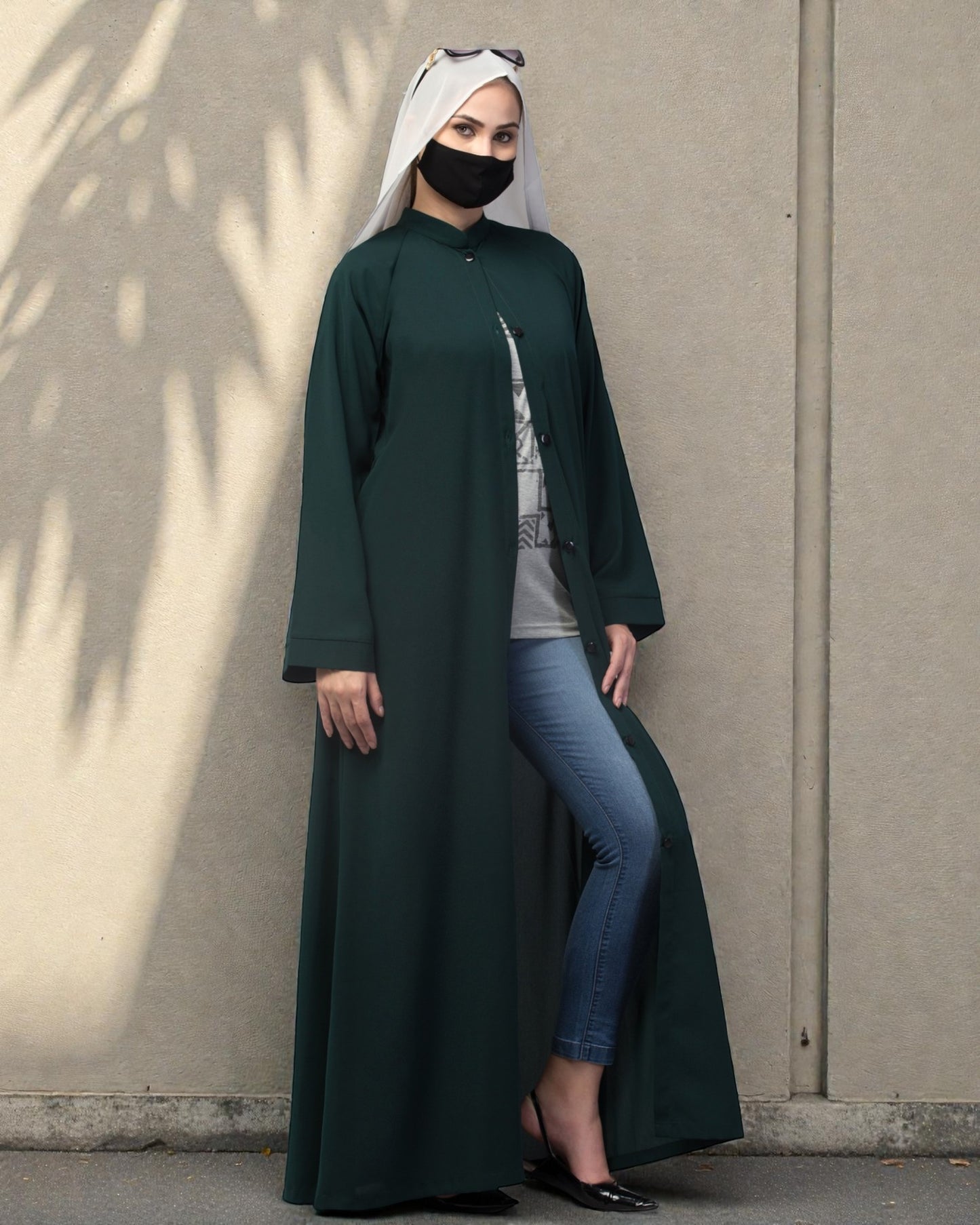 Front Open Abaya In Firdaus fabric With Pockets & Belt
