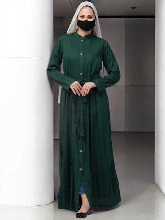 Front Open Abaya In Rayon fabric With Pockets