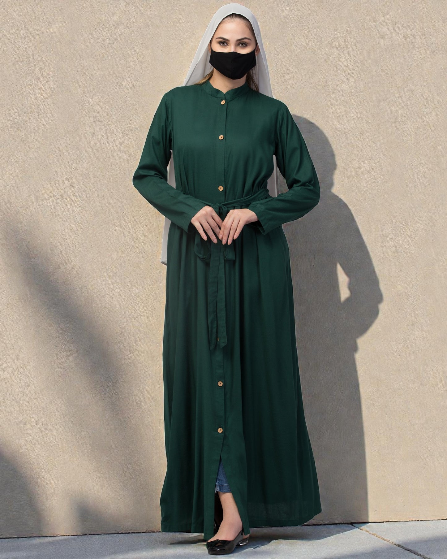 Front Open Abaya In Rayon fabric With Pockets