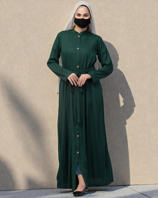 Front Open Abaya In Rayon fabric With Pockets