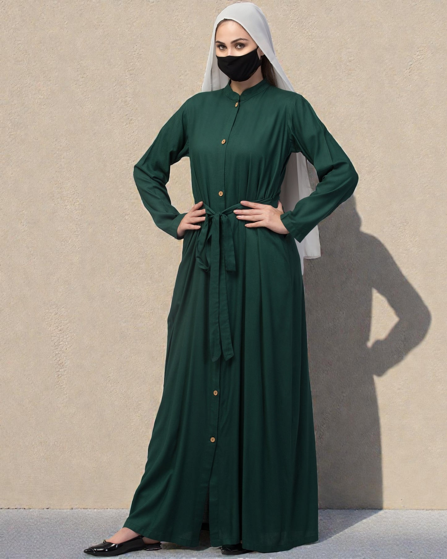 Front Open Abaya In Rayon fabric With Pockets