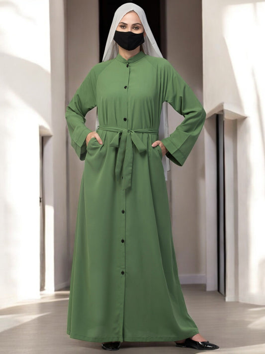 Front Open Abaya With Side Pockets