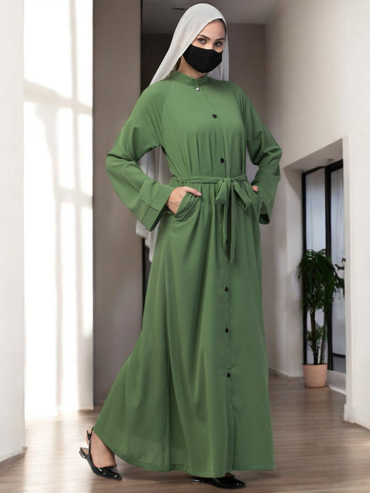 Front Open Abaya With Side Pockets