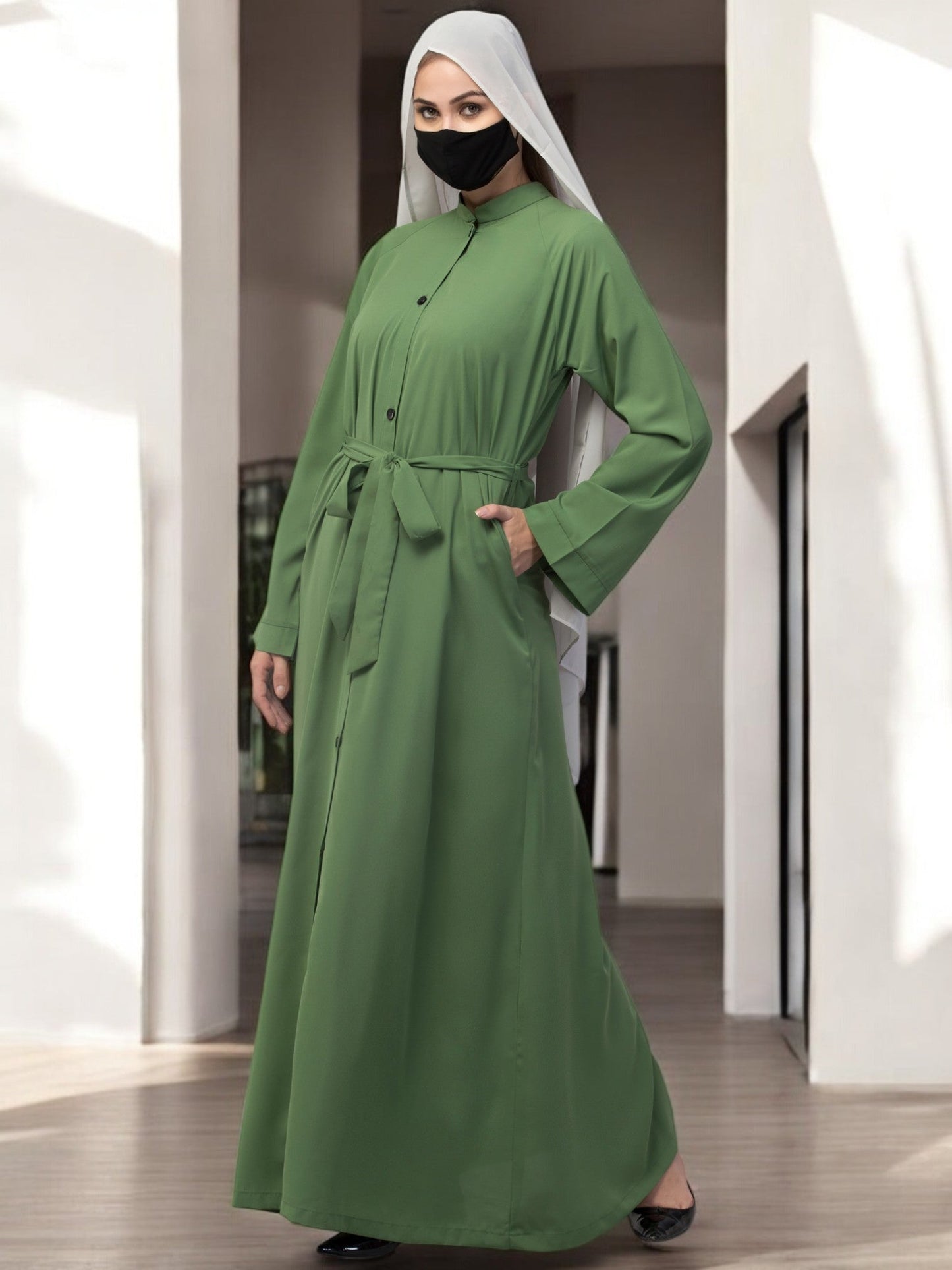 Front Open Abaya With Side Pockets