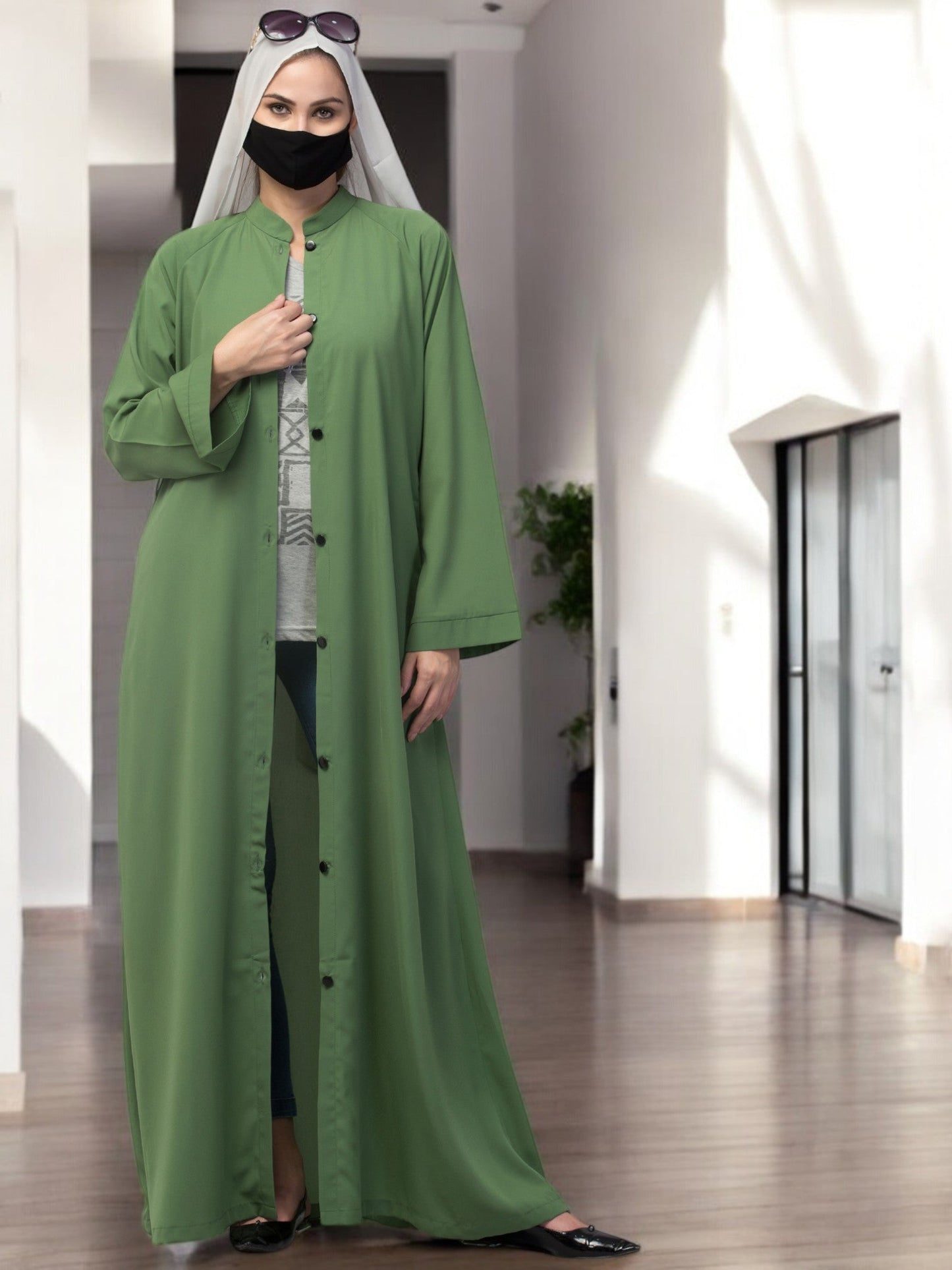 Front Open Abaya With Side Pockets