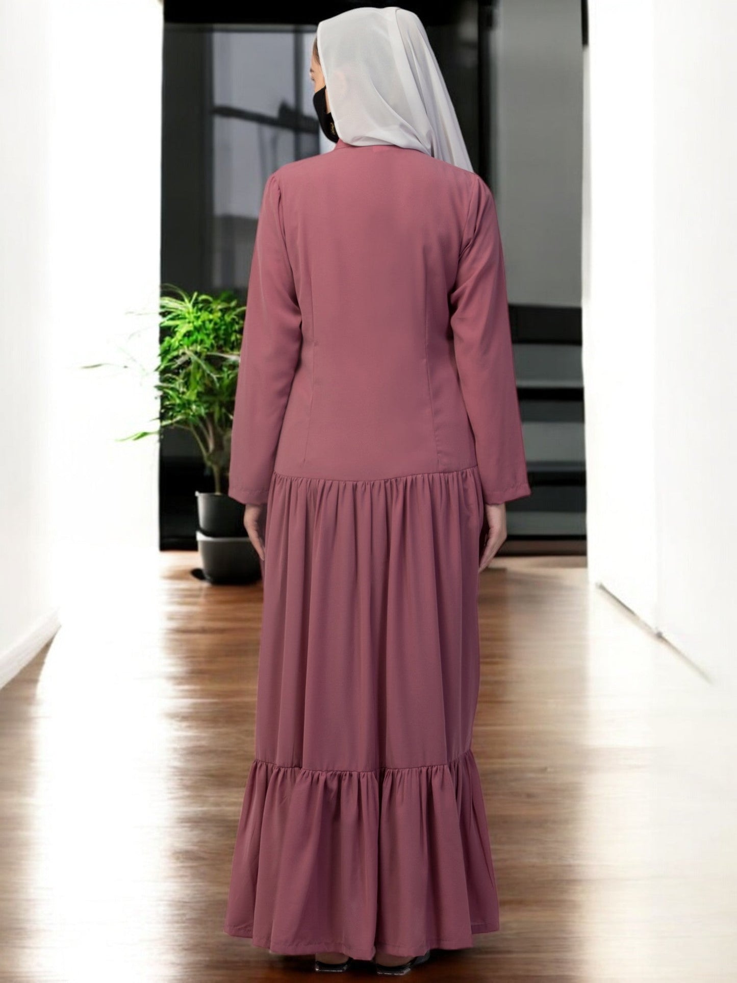 Front Open Abaya In Rayon fabric With Pockets