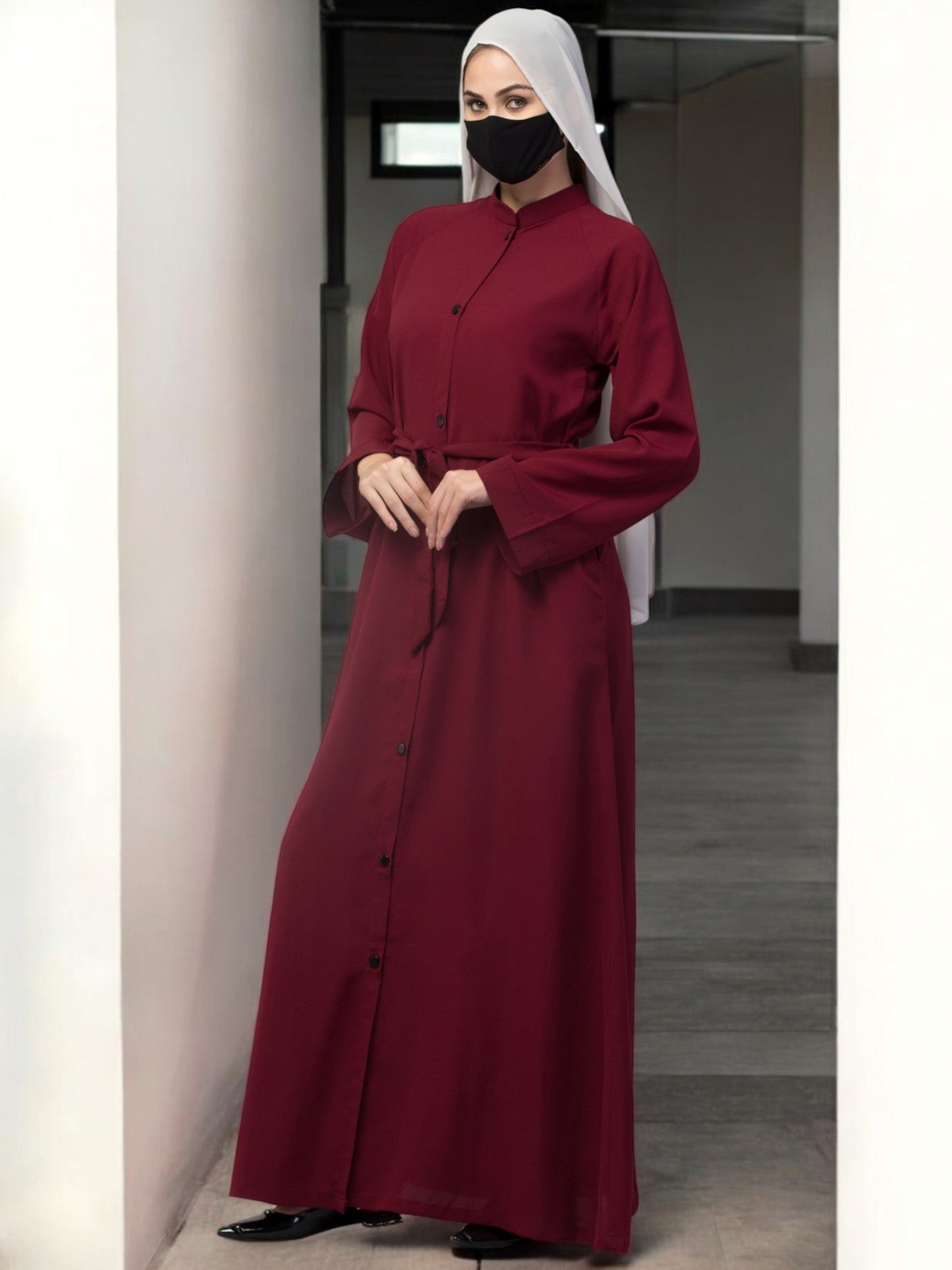 Front Open Abaya With Side Pockets