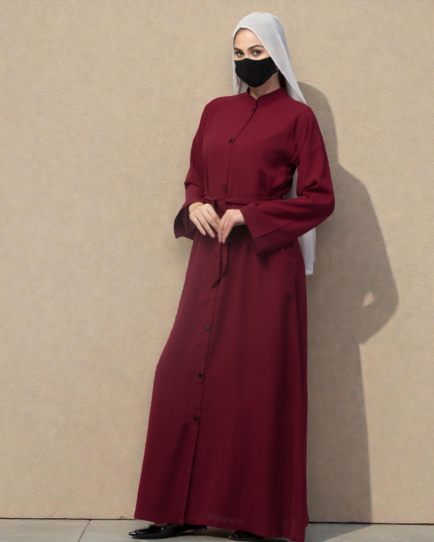 Front Open Abaya In Firdaus fabric With Pockets & Belt