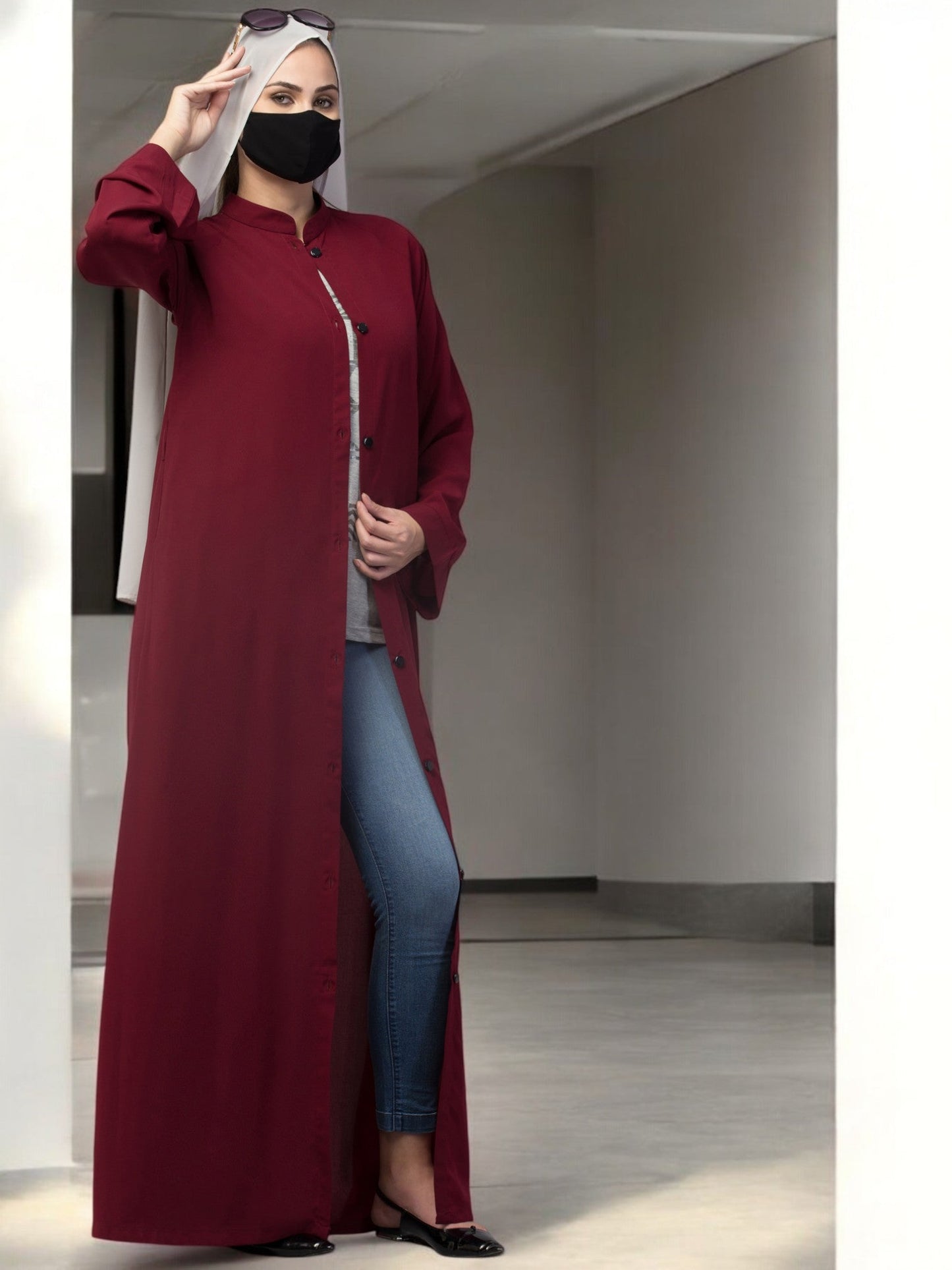 Front Open Abaya With Side Pockets