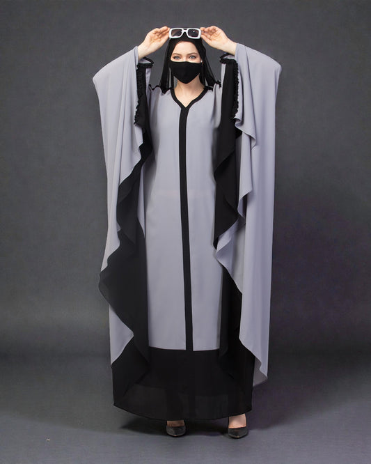 Dual Color Erani Kaftan With Ruffles.