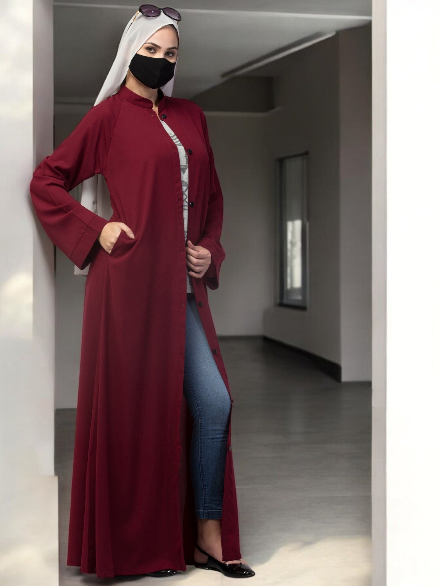 Front Open Abaya With Side Pockets