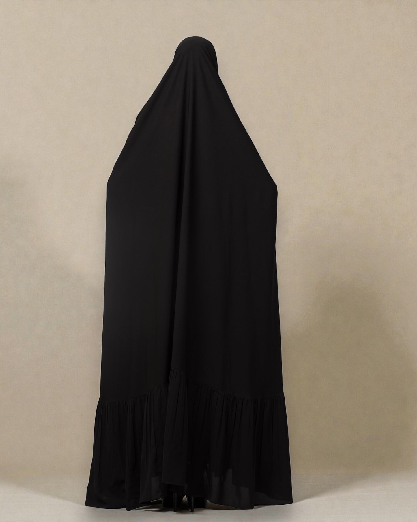 One Piece Jilbab With Adjustable Nose Piece and Frilly Bottom-Very Loose Fit