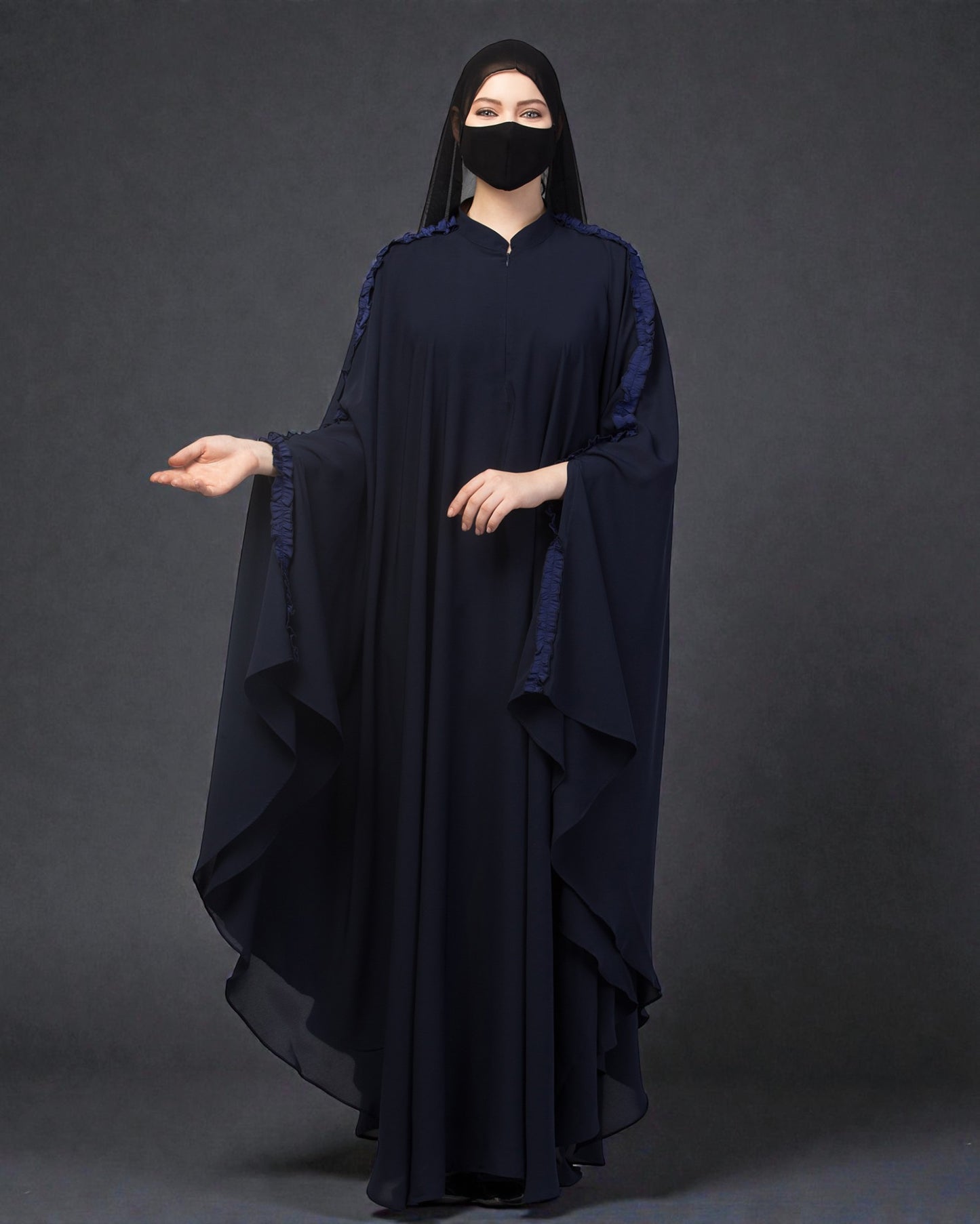 Plain Color Irani Kaftan With Ruffles.