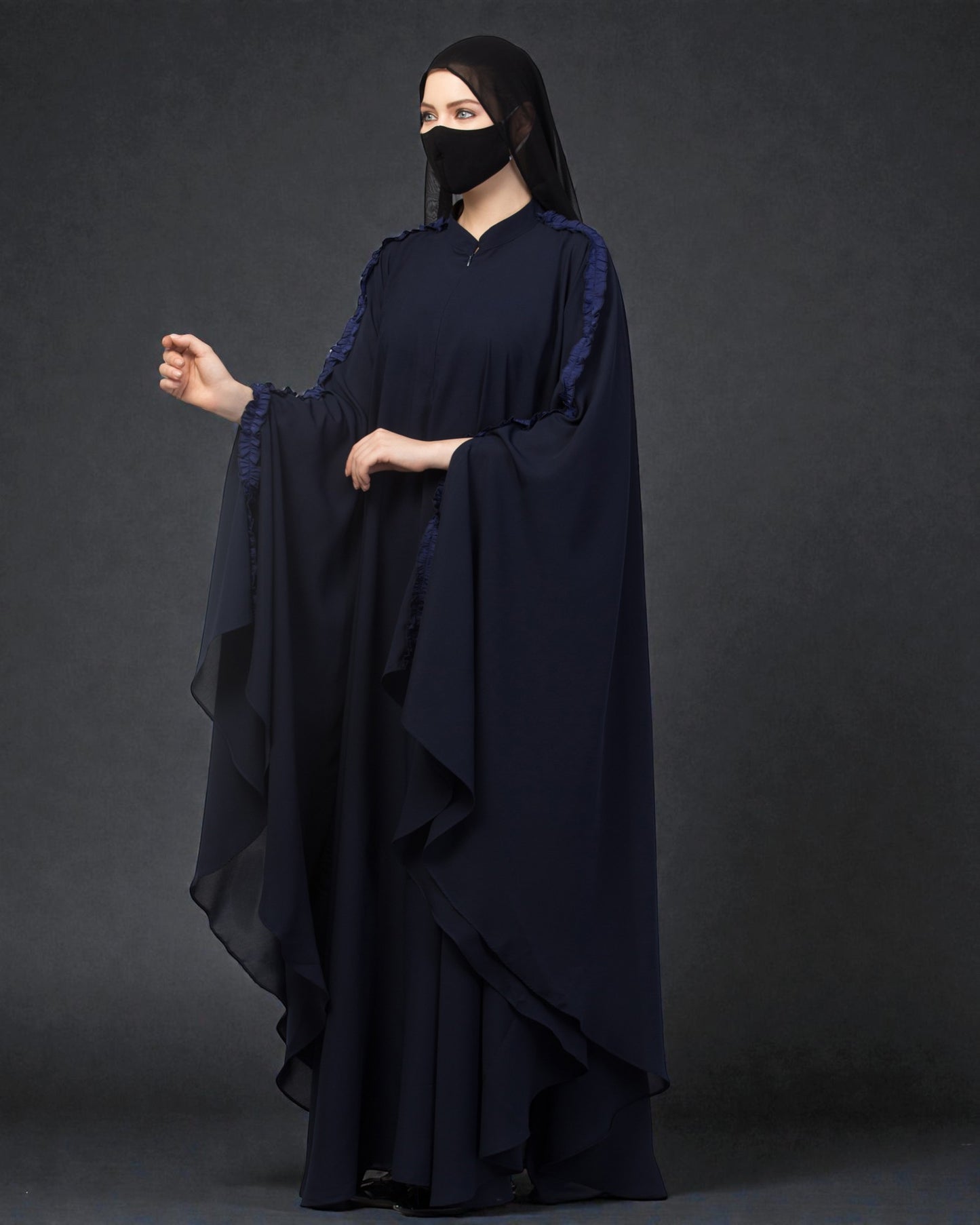 Plain Color Irani Kaftan With Ruffles.