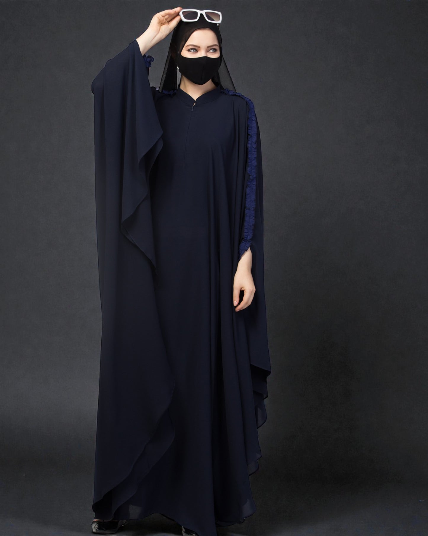 Plain Color Irani Kaftan With Ruffles.