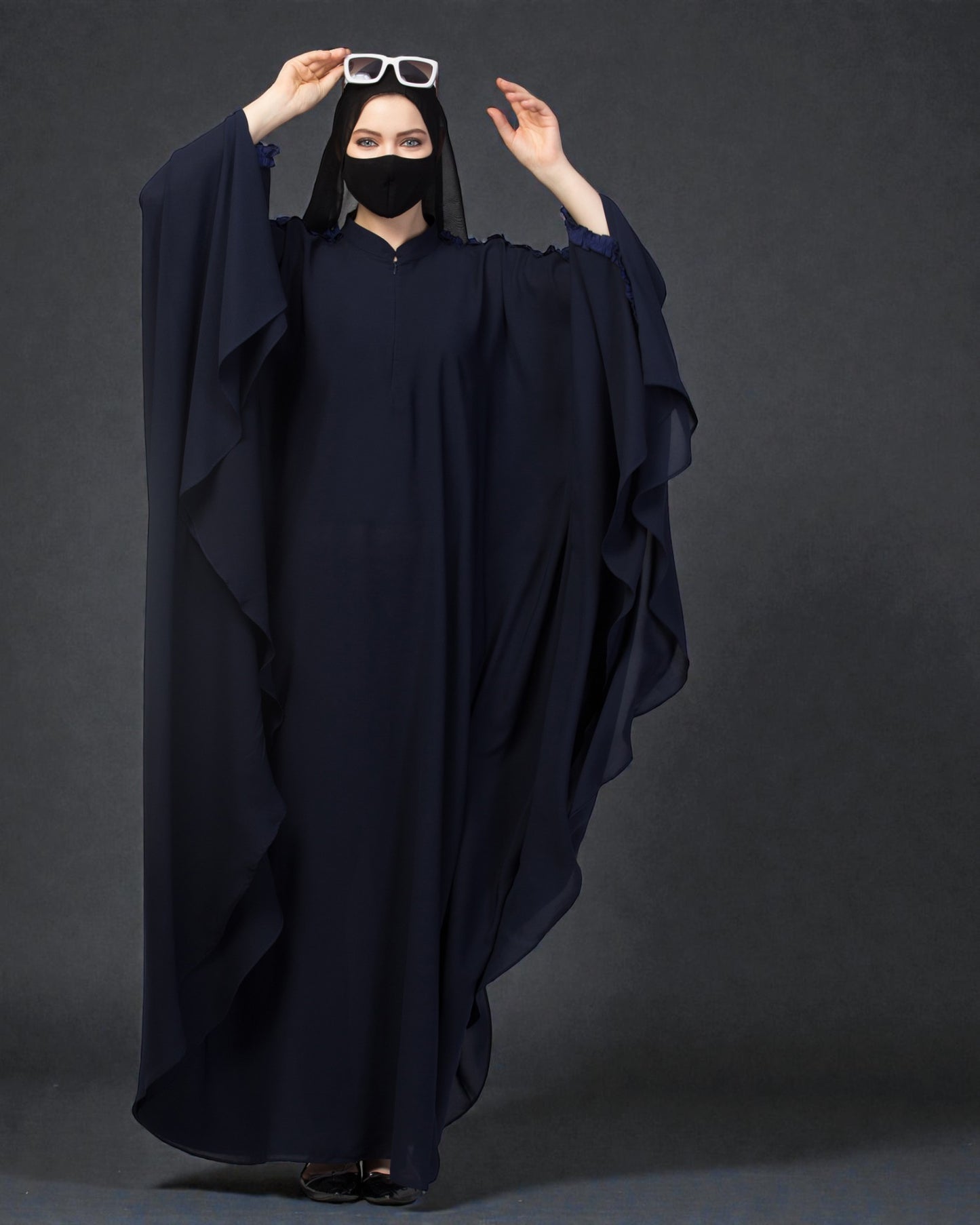 Plain Color Irani Kaftan With Ruffles.