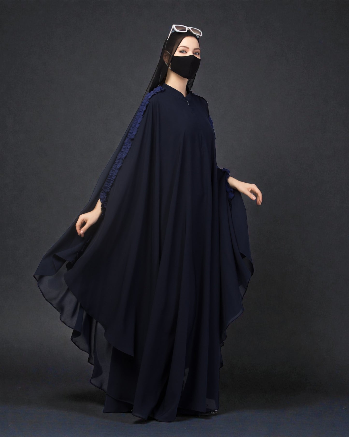Plain Color Irani Kaftan With Ruffles.