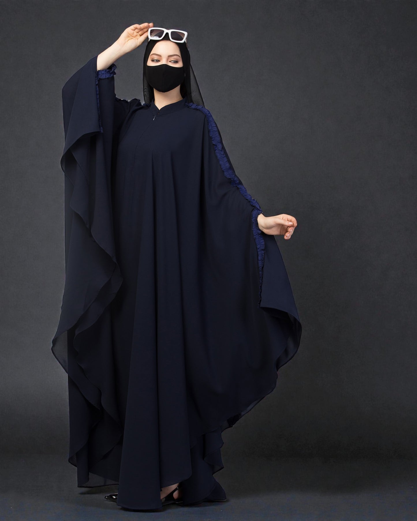 Plain Color Irani Kaftan With Ruffles.