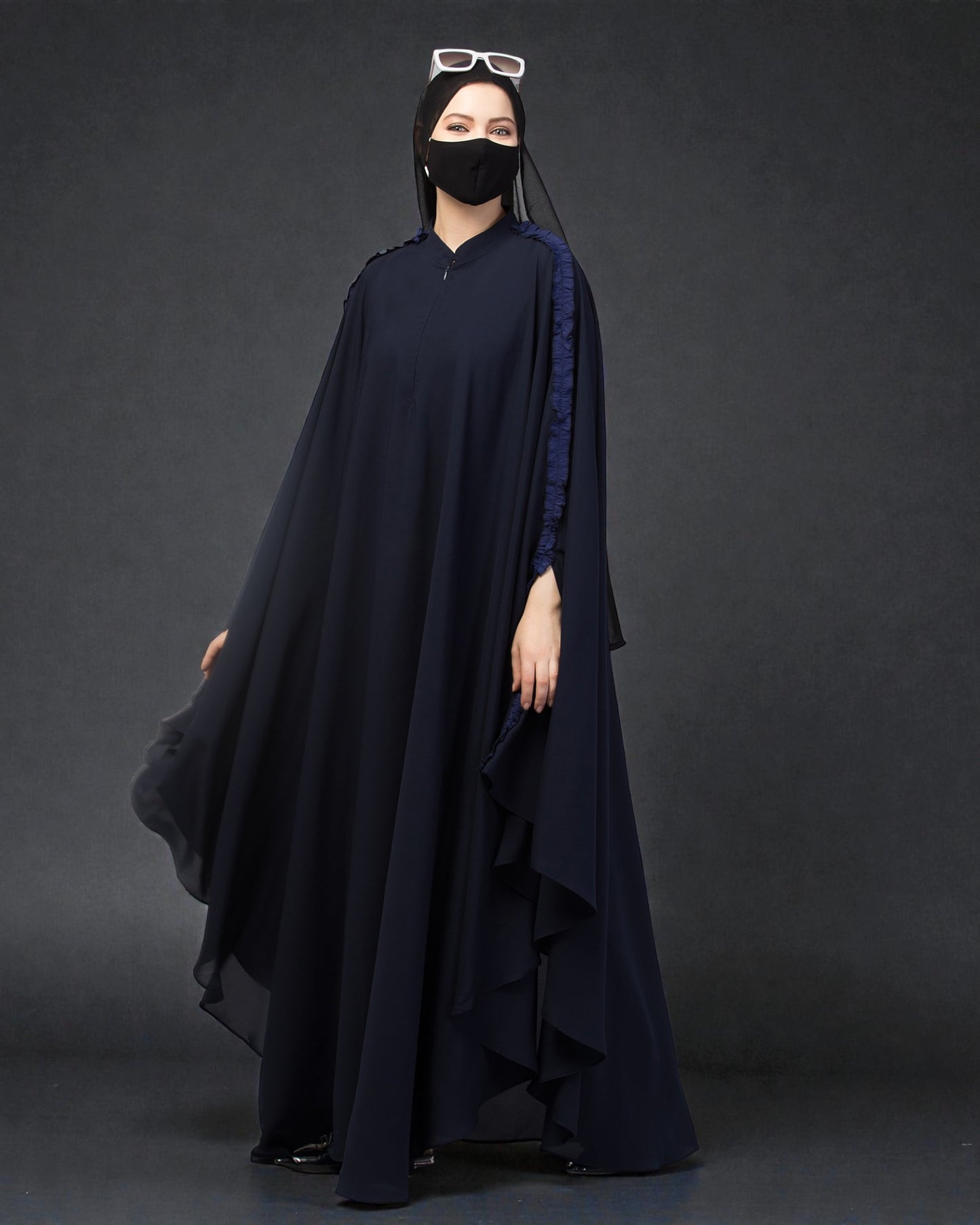 Plain Color Irani Kaftan With Ruffles.