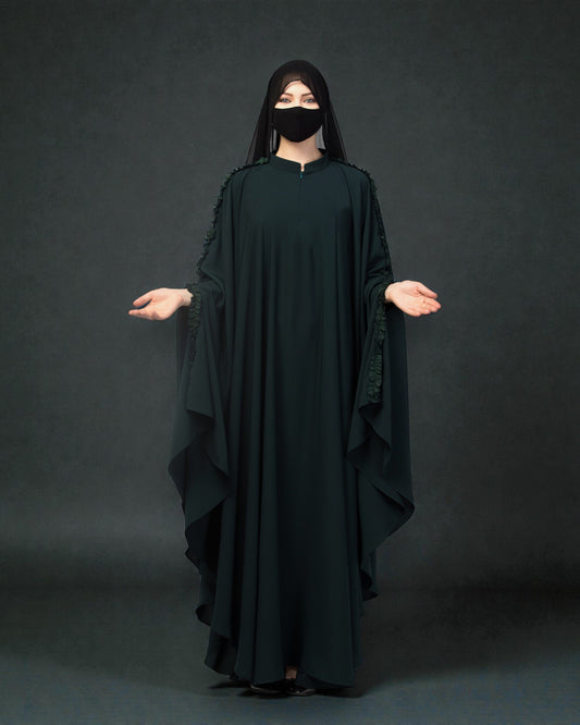 Plain Color Irani Kaftan With Ruffles.