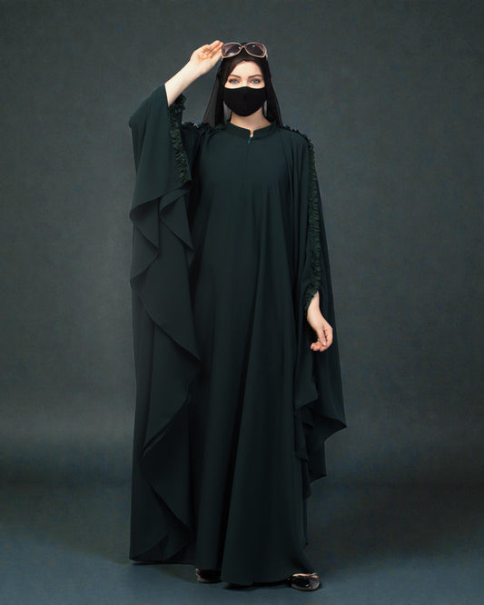 Plain Color Irani Kaftan With Ruffles.