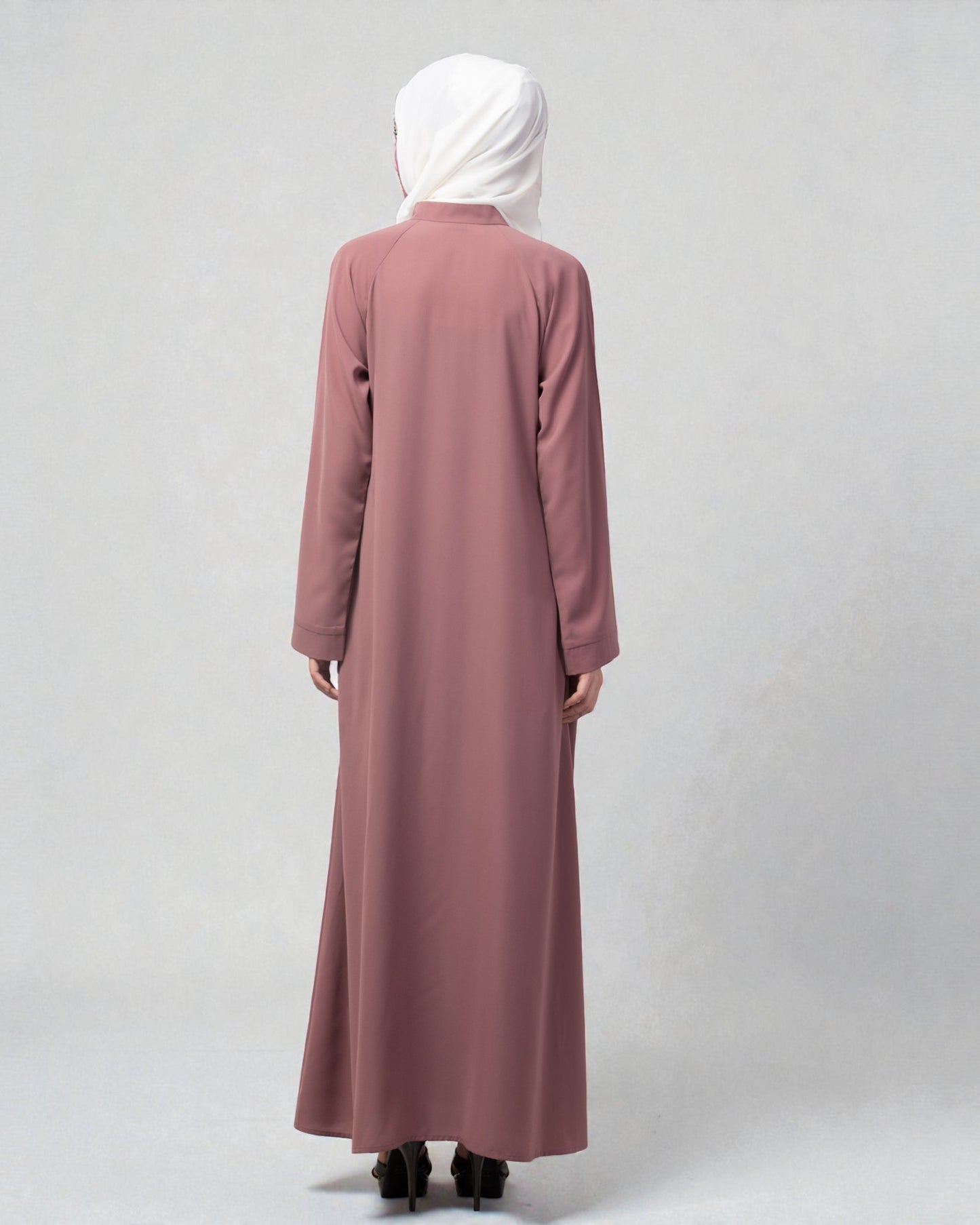 Front Open Abaya With Contrast Buttons