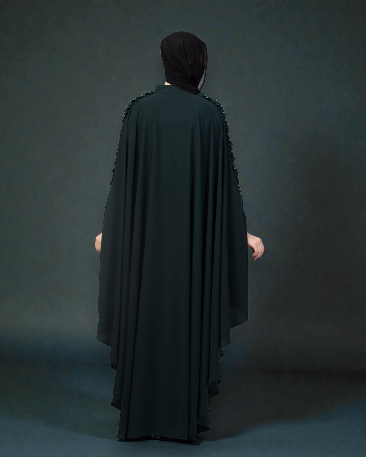 Plain Color Irani Kaftan With Ruffles.