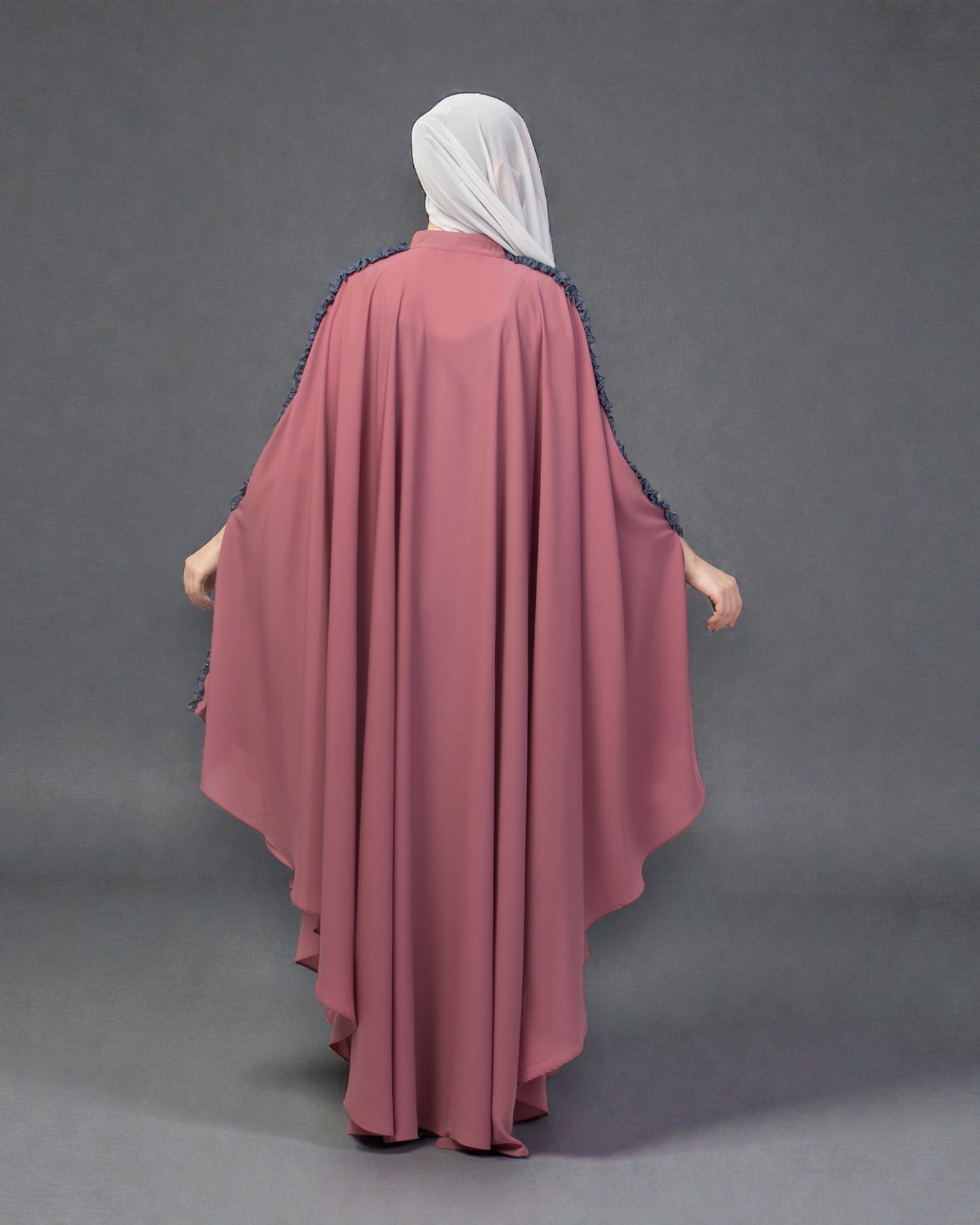Plain Color Irani Kaftan With Ruffles.