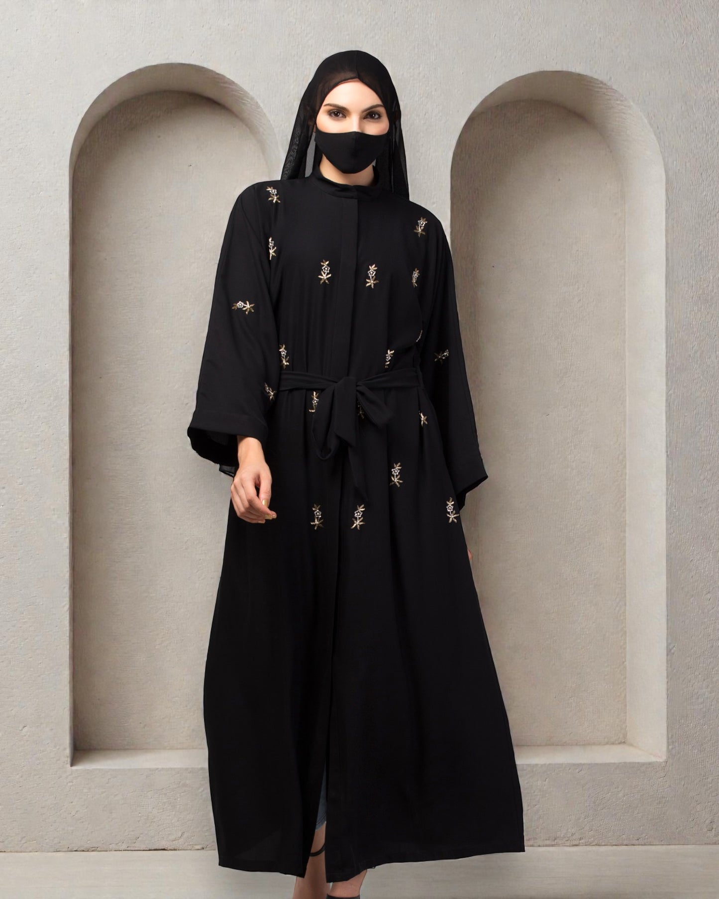 Front Open Abaya: Exquisite Handwork Embellishments and Kimono Sleeves