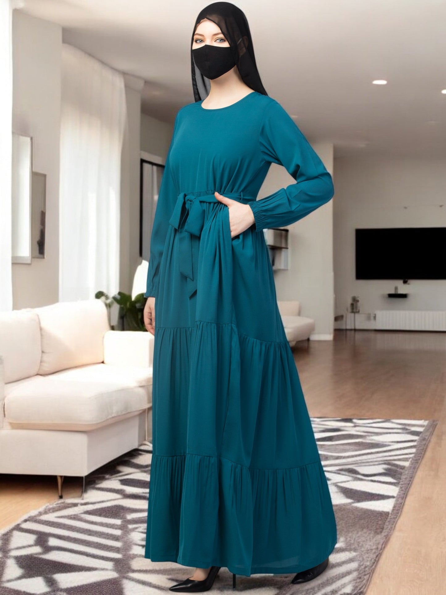 Four Tiered Abaya With Frills