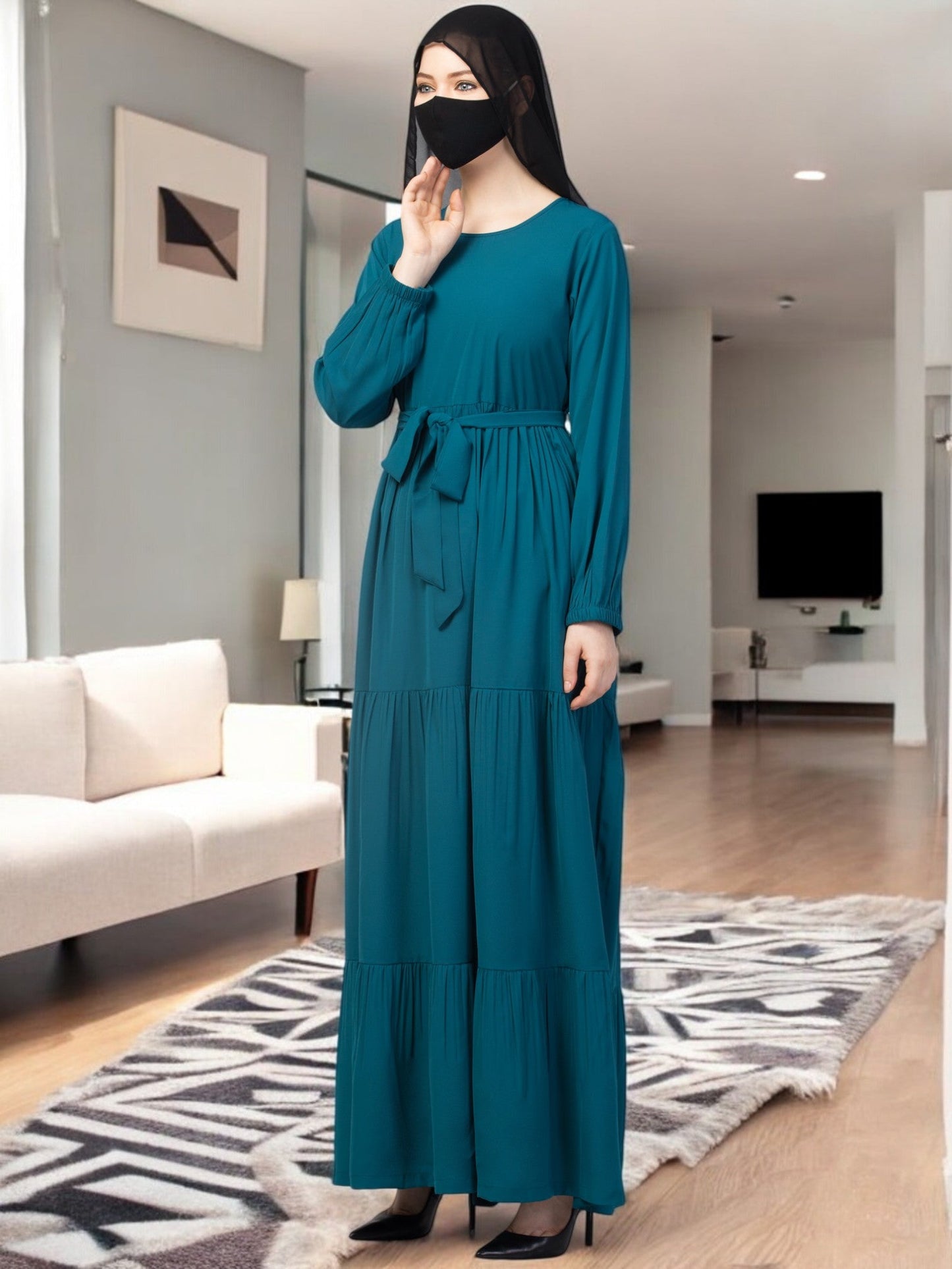 Four Tiered Abaya With Frills