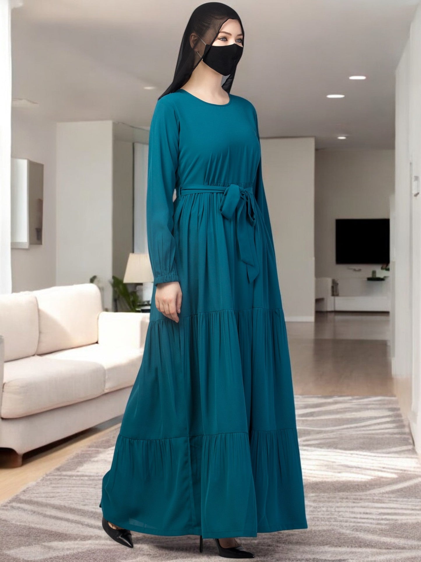 Four Tiered Abaya With Frills