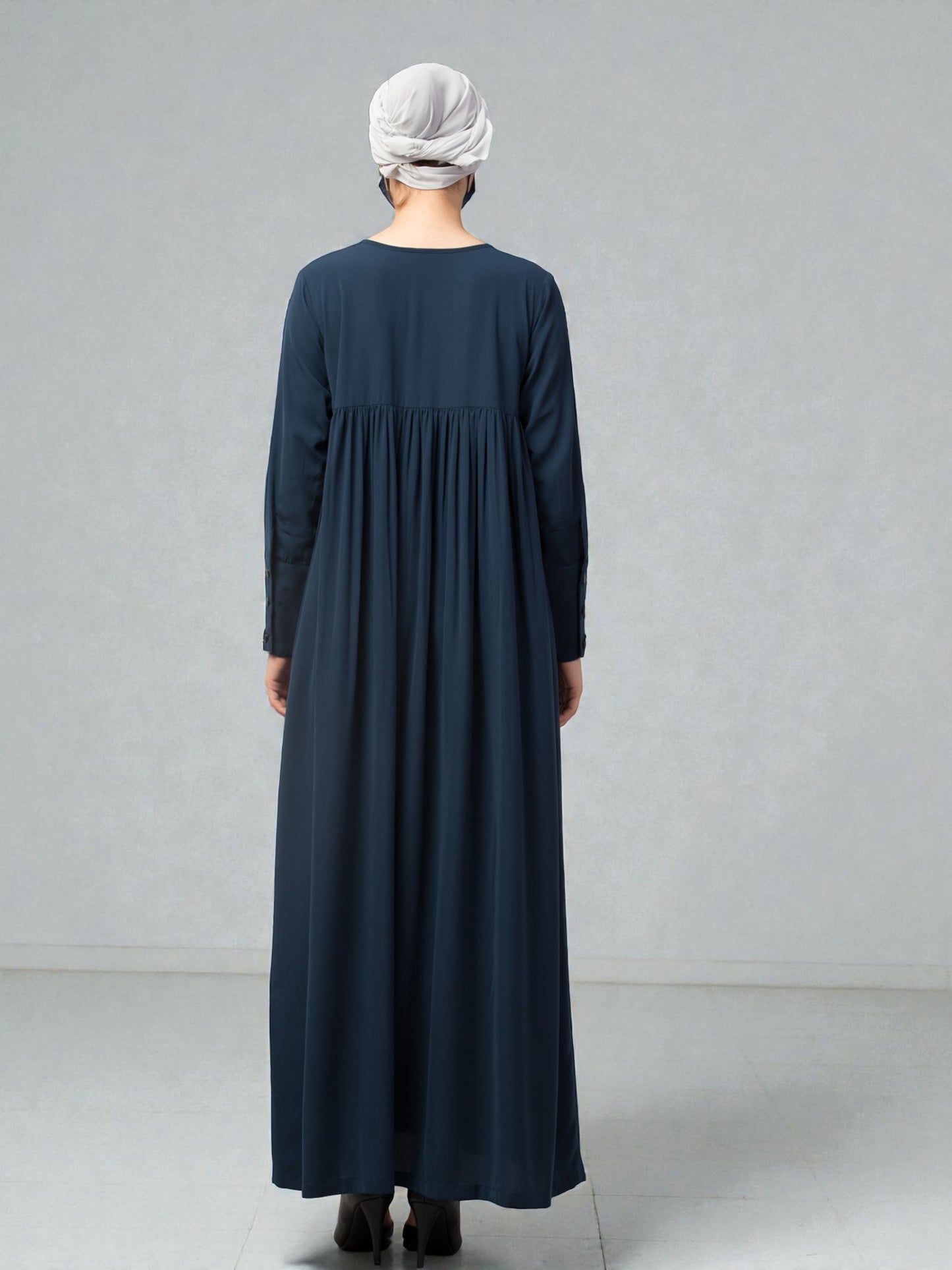 Abaya With Gather And Buttons On Yoke
